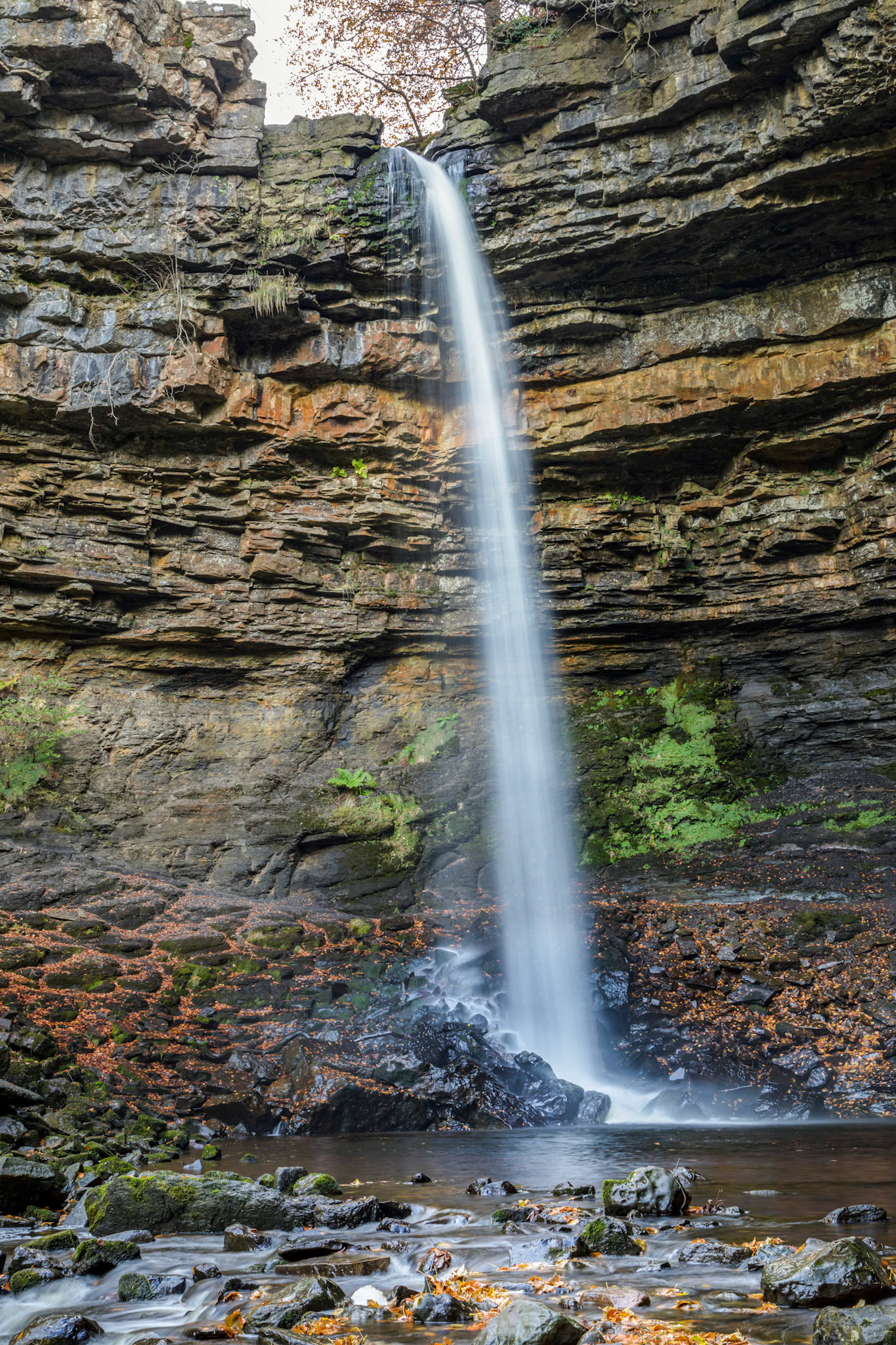 Hardraw Force. England's highest single drop waterfall. On Hawdraw Beck (stream).