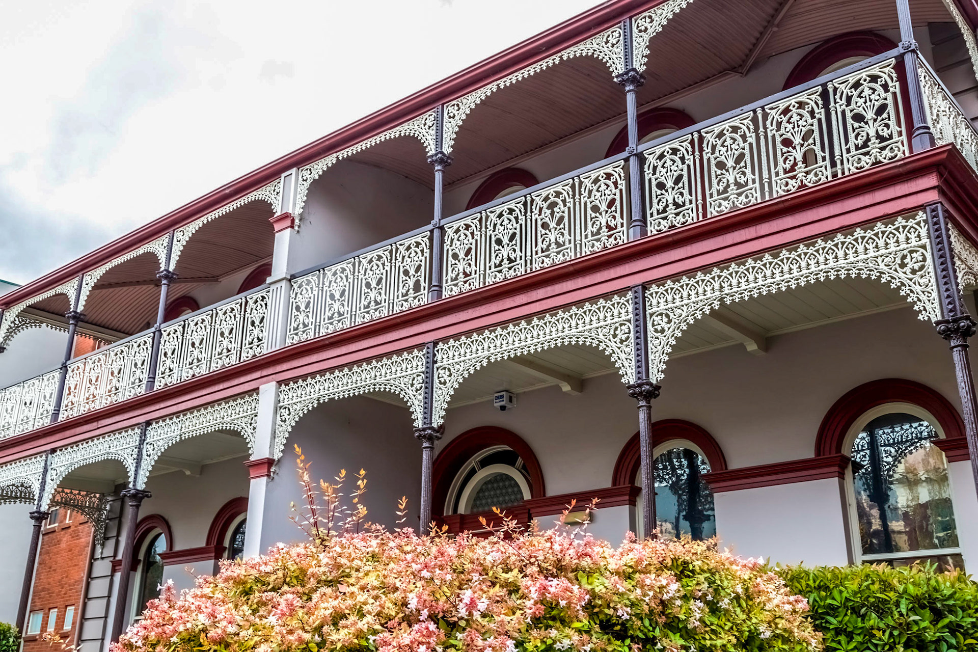 Wrought-iron ornamentation on old terrace houses on Wellington Street
