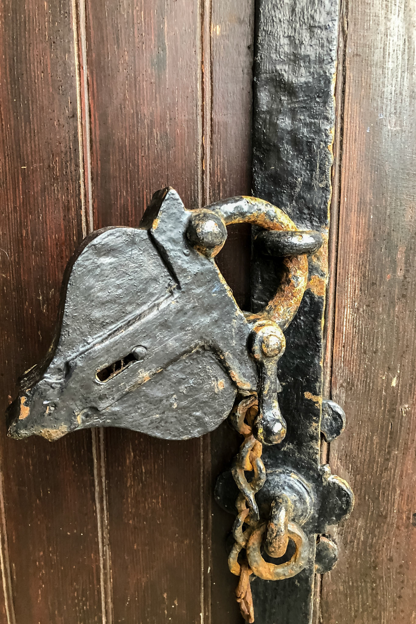 Ancient door lock. Ackergill Tower Hotel. Built around 1475. Wick
