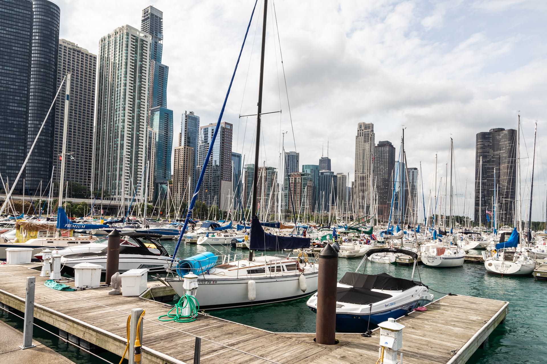 In Du Sable Harbor. Many still partying on boats after the Chicago Air & Water Show