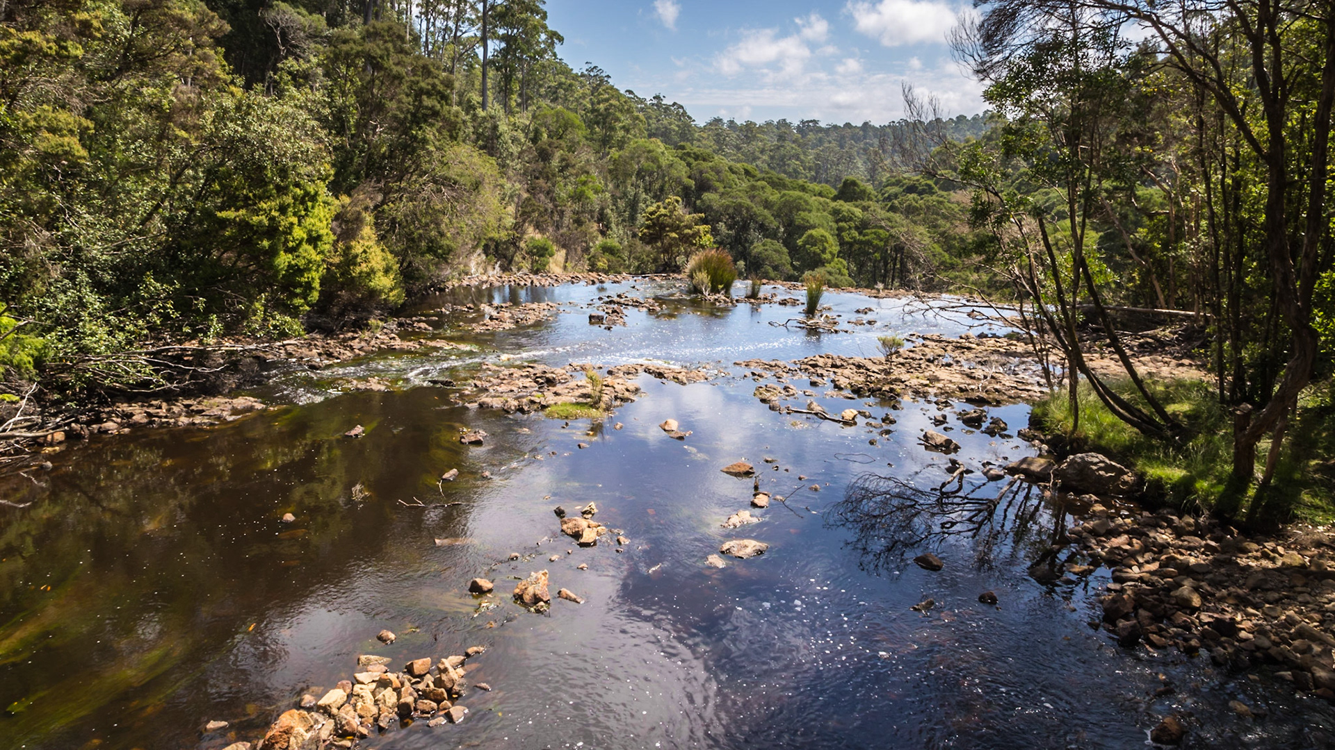 Dip River at the top of the Waterfall