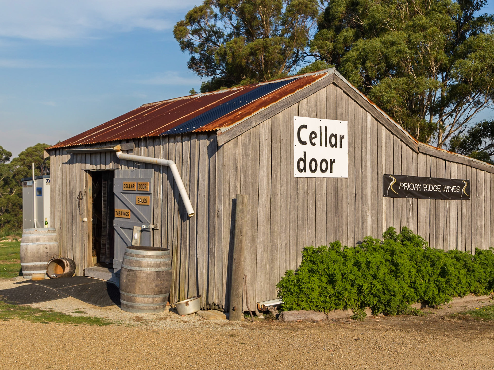 Priory Ridge Wines Cellar Door. It is the northernmost winery of Tasmania's East Coast Wine Region