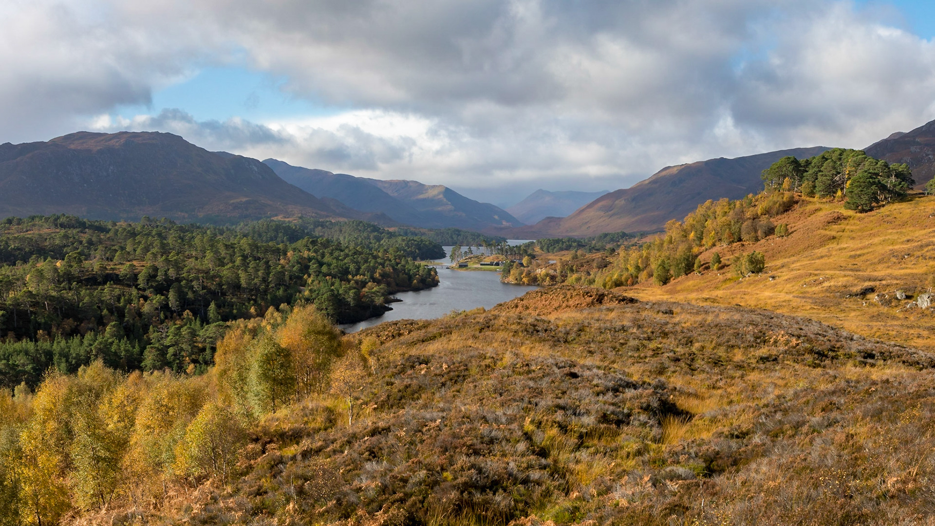 In Glen Affric, a view across the waters of Gargh-uisge to distant Loch Affric.