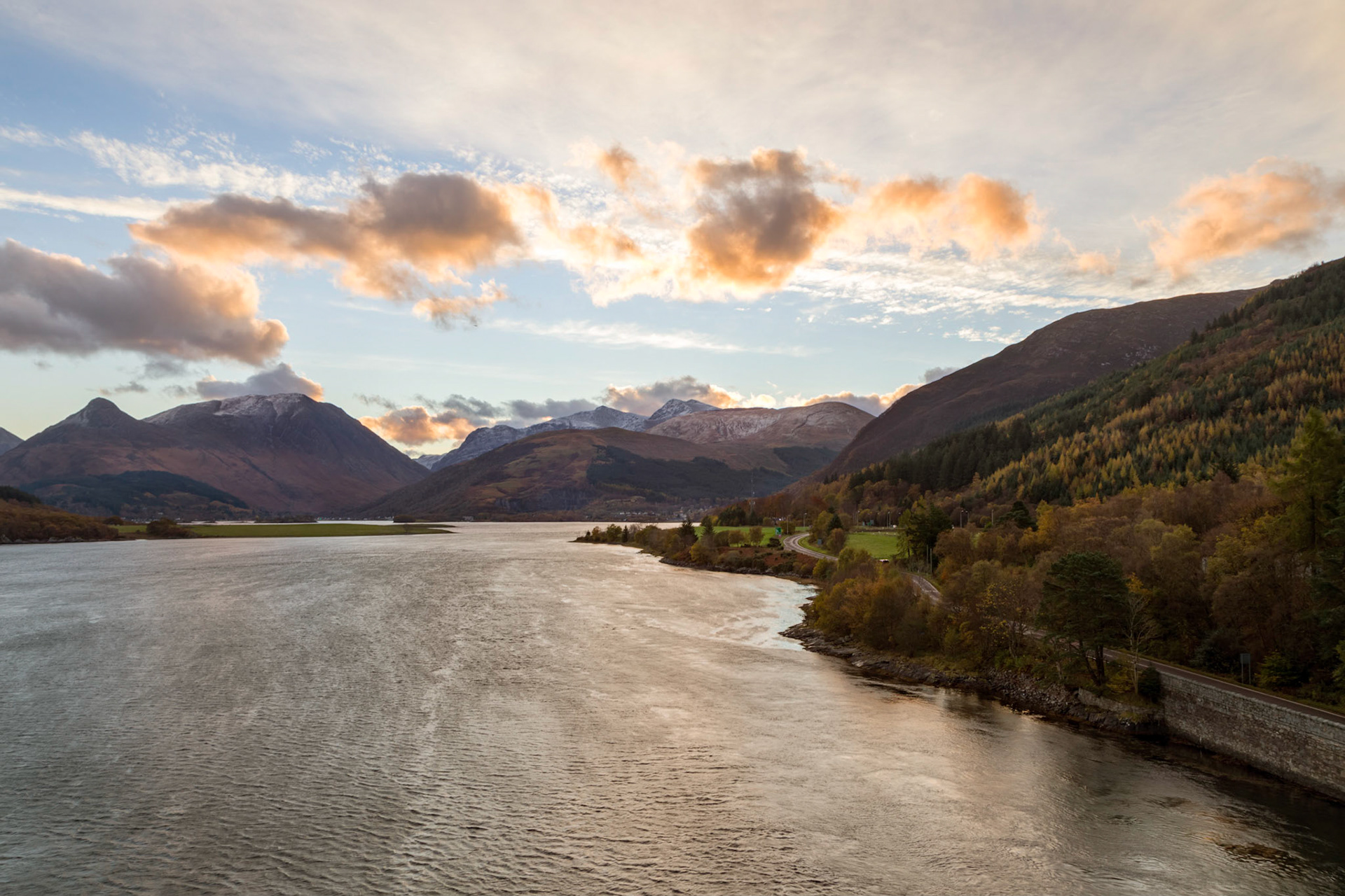 Loch Leven. Early morning view to the east from the Ballachulish Bridge