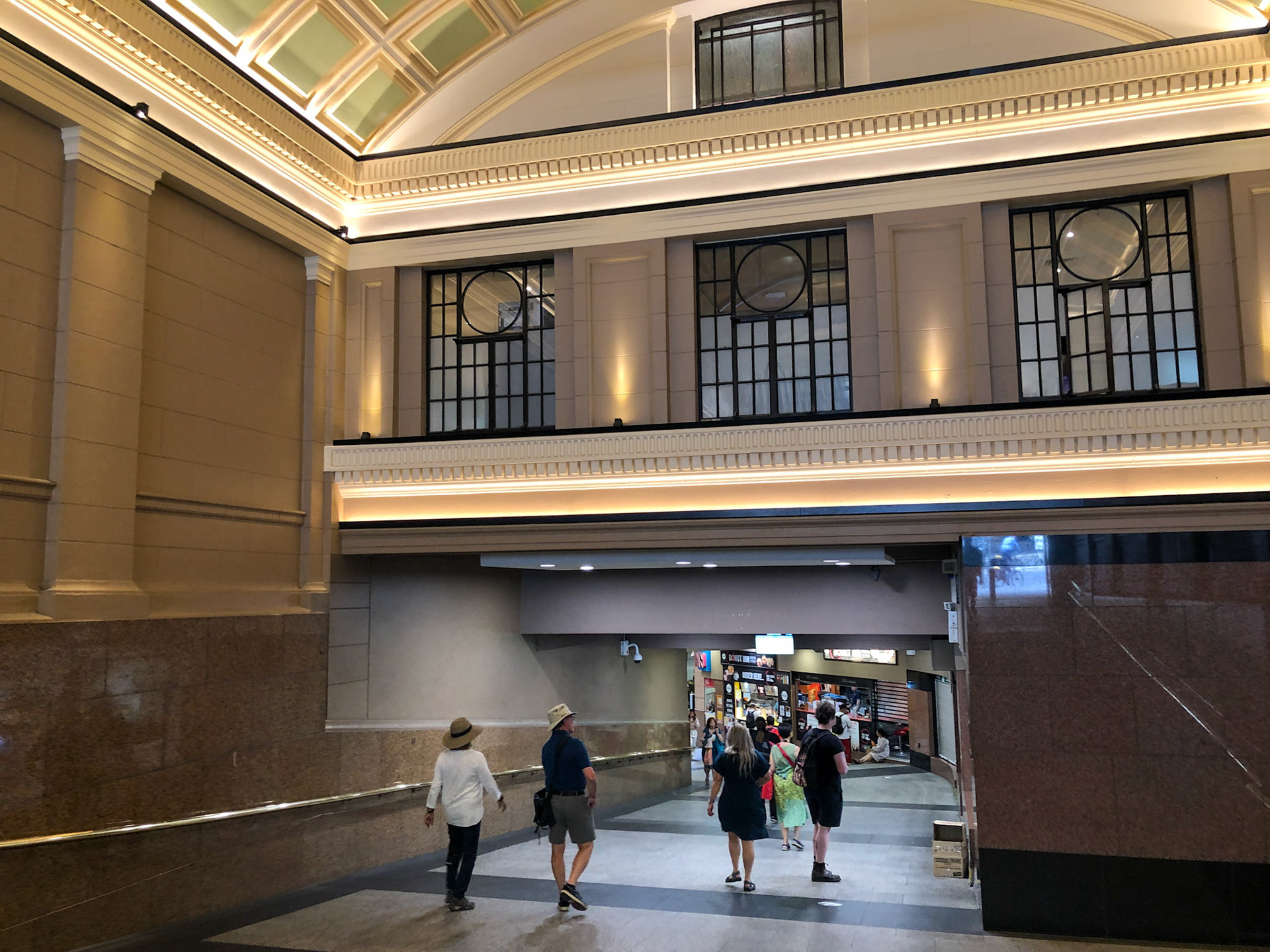 Railway Station ramp down to platforms concourse