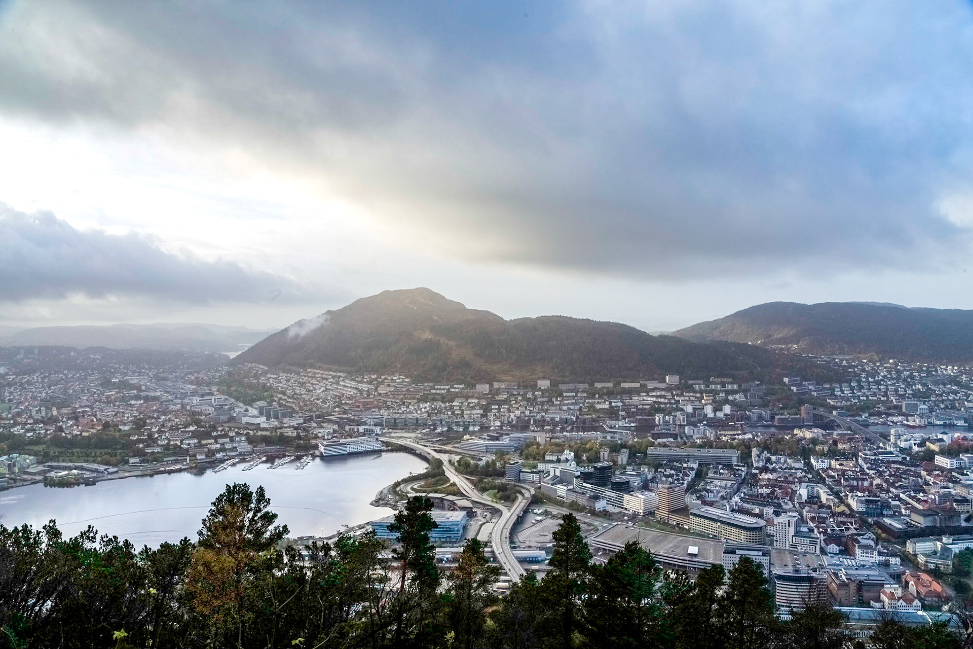 View across Bergen from Mount Fløyen, to Kronstad district.