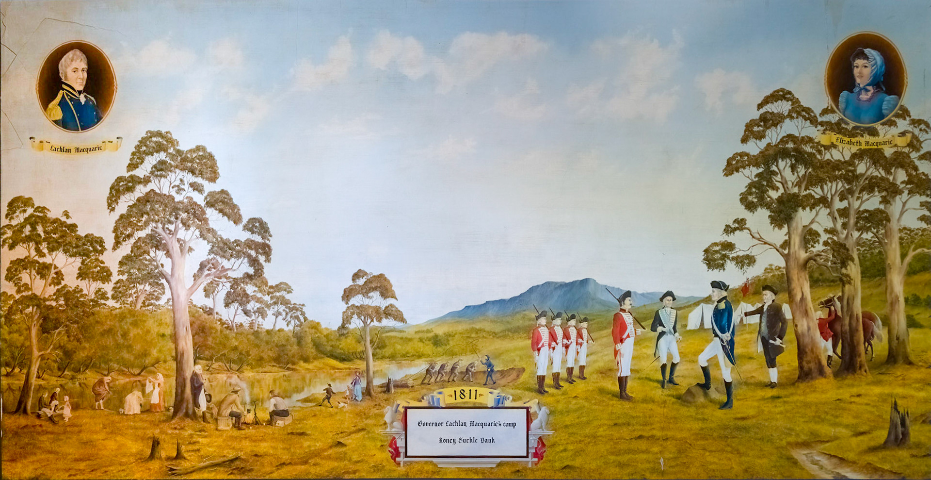 Evandale's Clarendon Hotel; a series of murals of historic themes, painted by Arne Brewster.