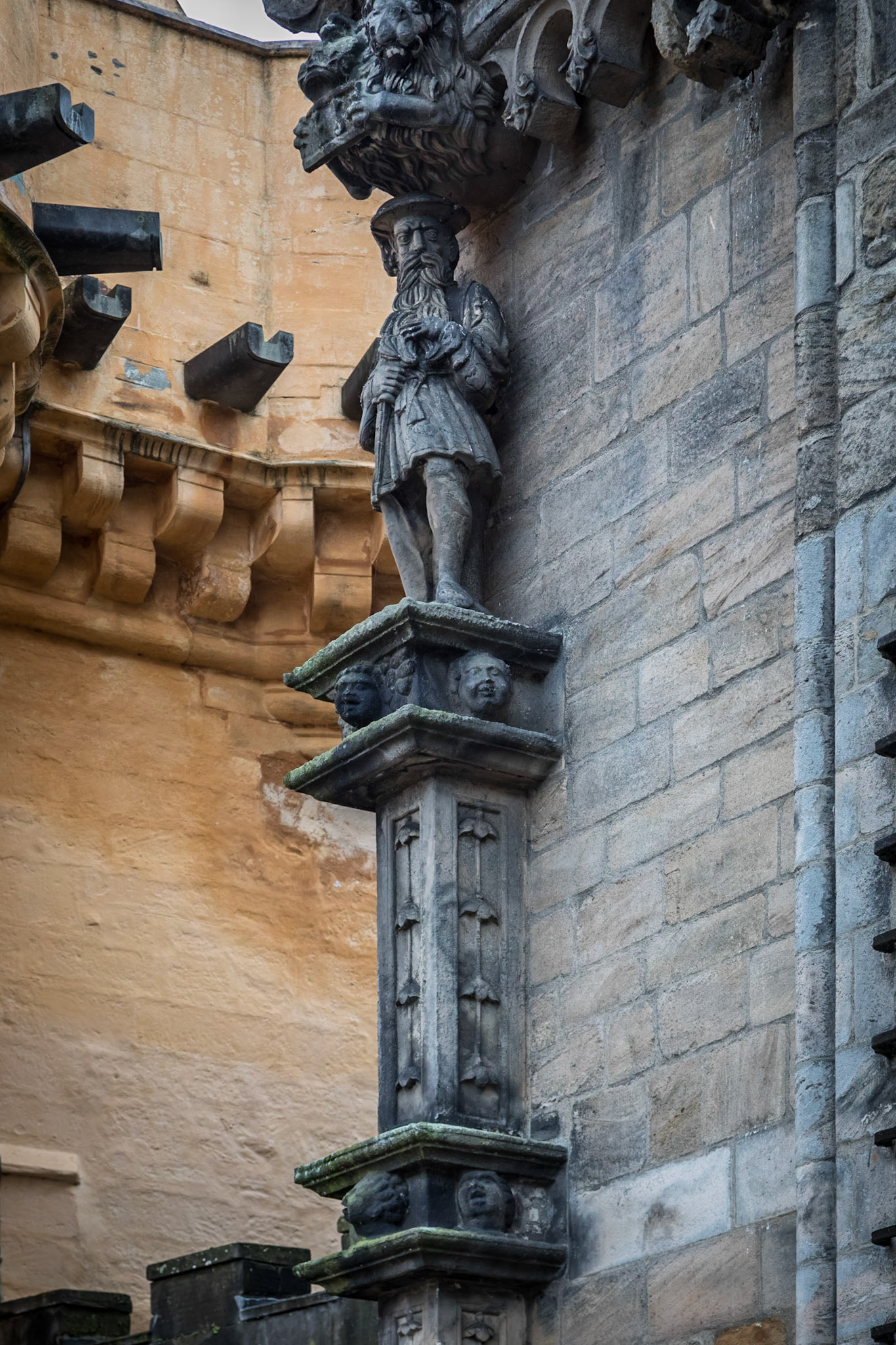 At Stirling Castle. The current castle dates from the late 14th to the 16th century, when it was a residence of the Stuart monachs.