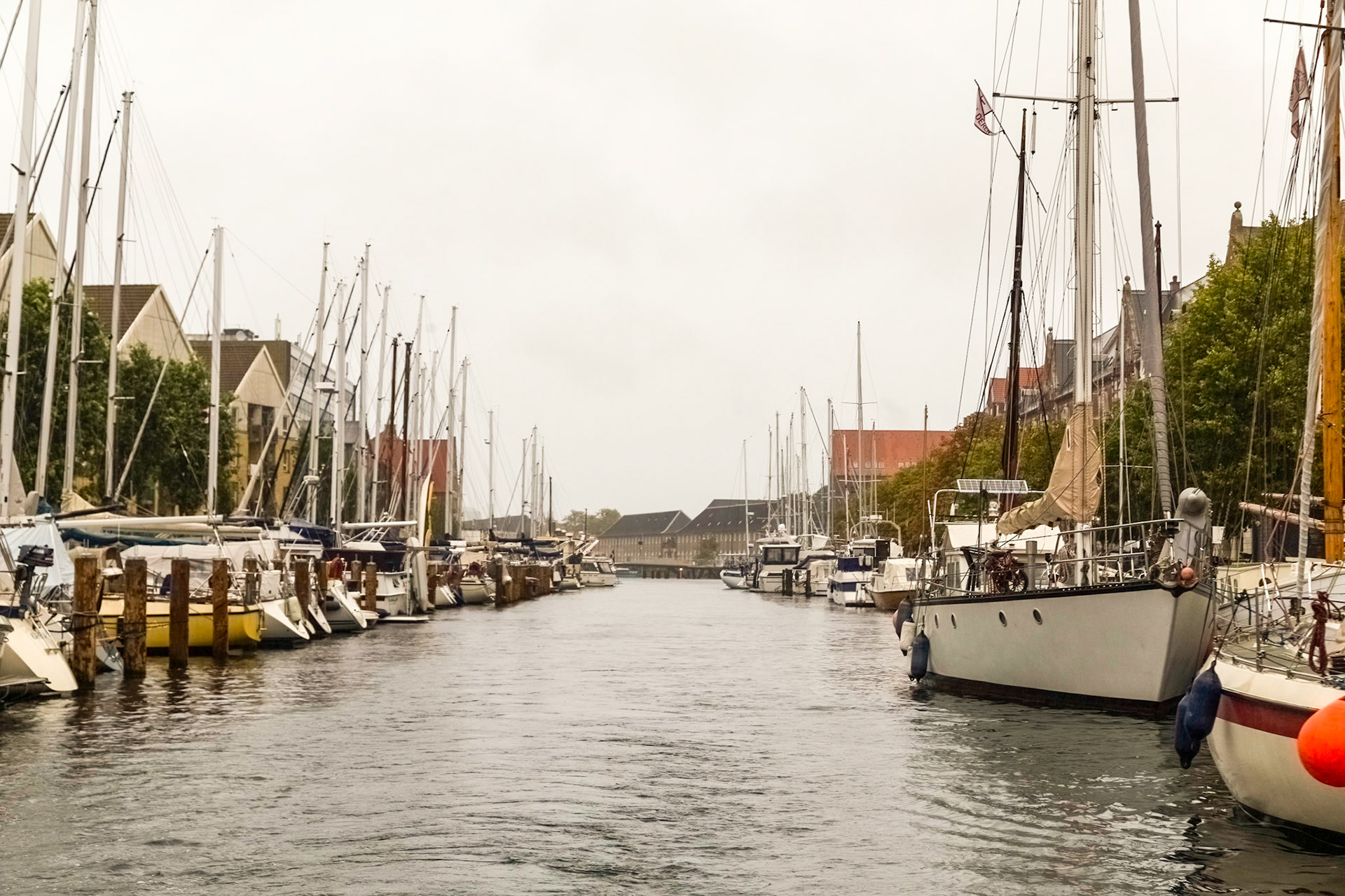 Along the canal through the Christianshavn district of Copenhagen