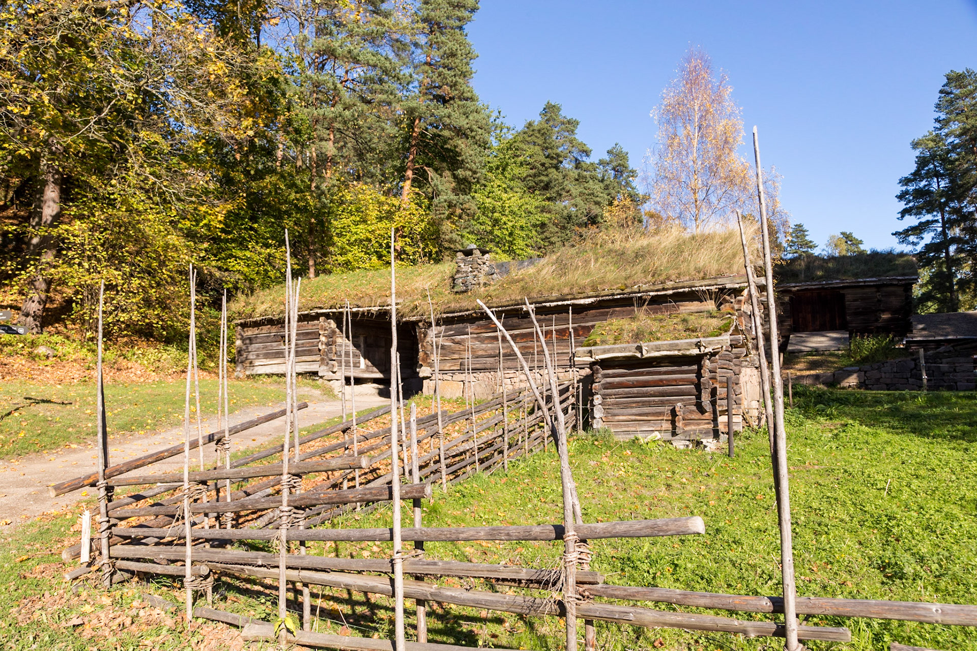 Buildings forming part of King Oscar II's Collection started in 1881 (reckoned to be the world's first open-air museum). In the Norsk Folkemuseum.