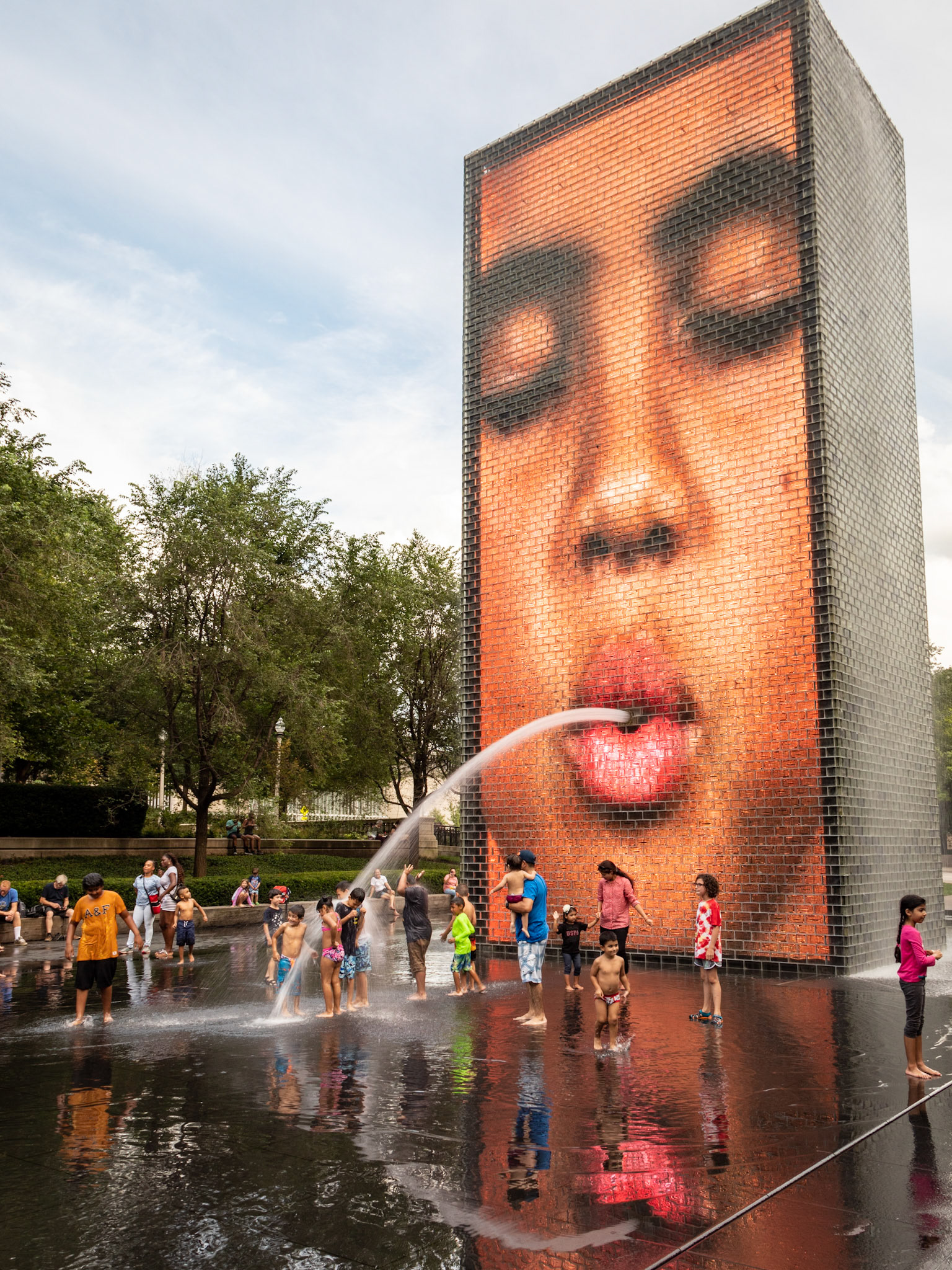 'Crown Fountain'; interactive art & video sculpture - a section of and a captured moment of change