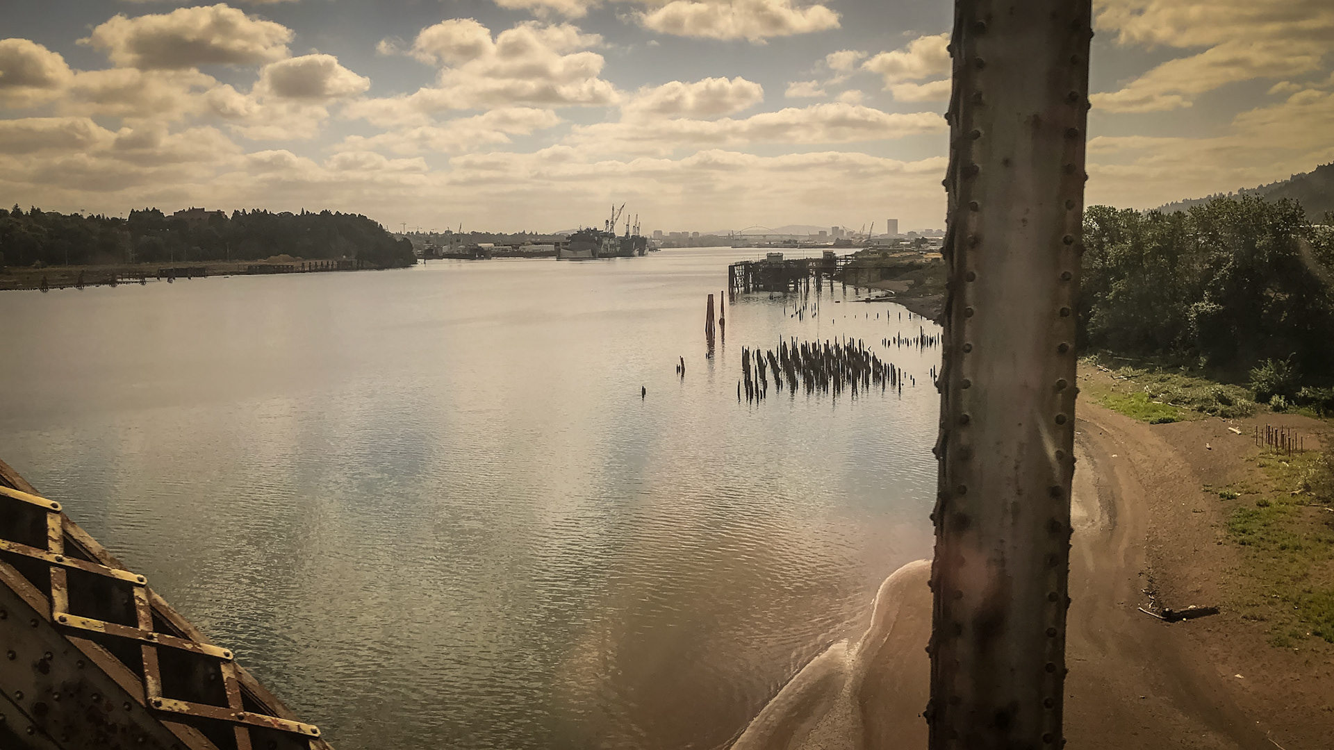 Crossing the Columbia River from Vancouver WA, to Portland OR.