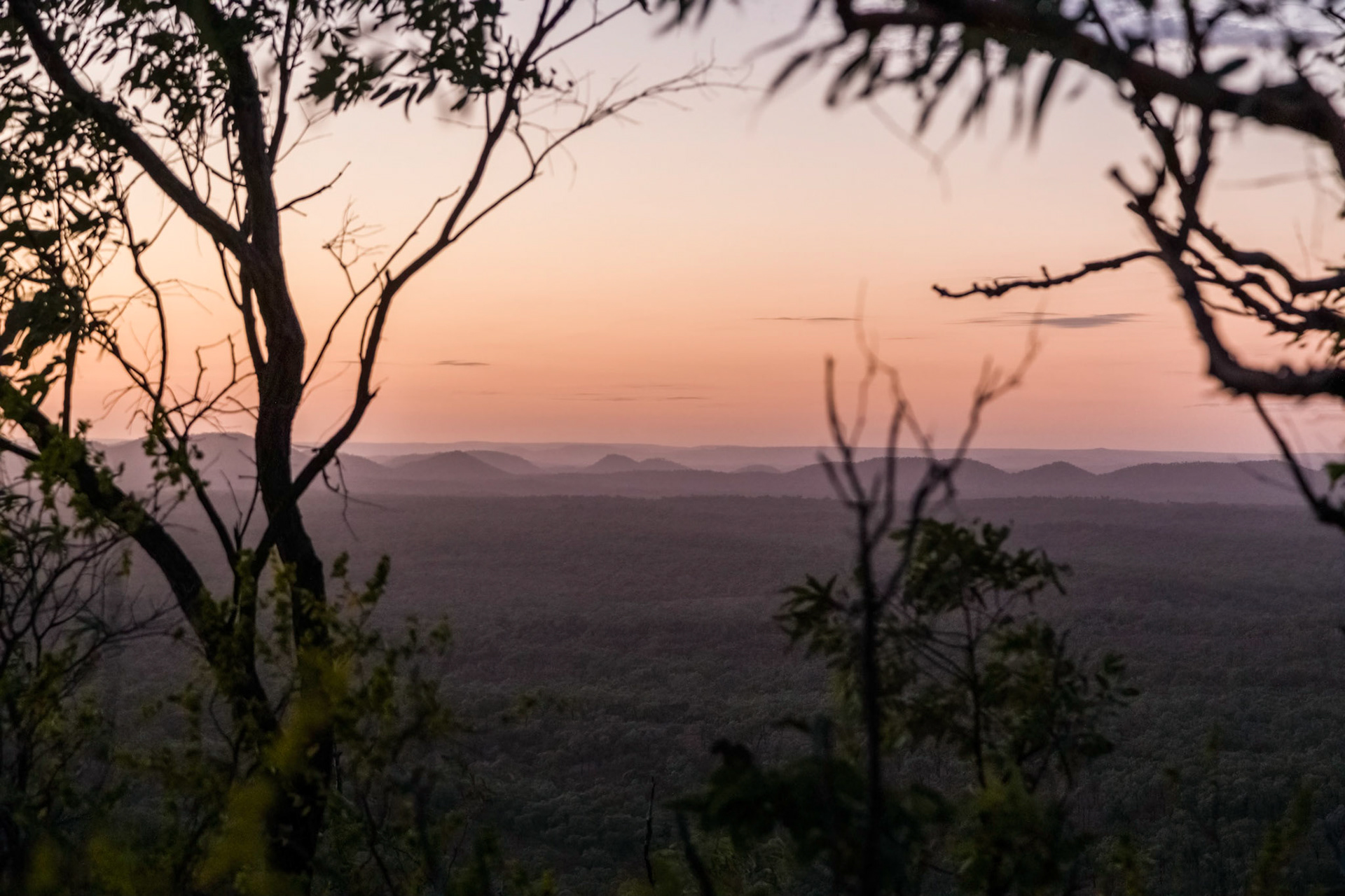 Sunrise from Russell's Lookout. Pre-dawn hike to Russell's Lookout, 4.5km return (Grade 3 difficulty) from the resort.