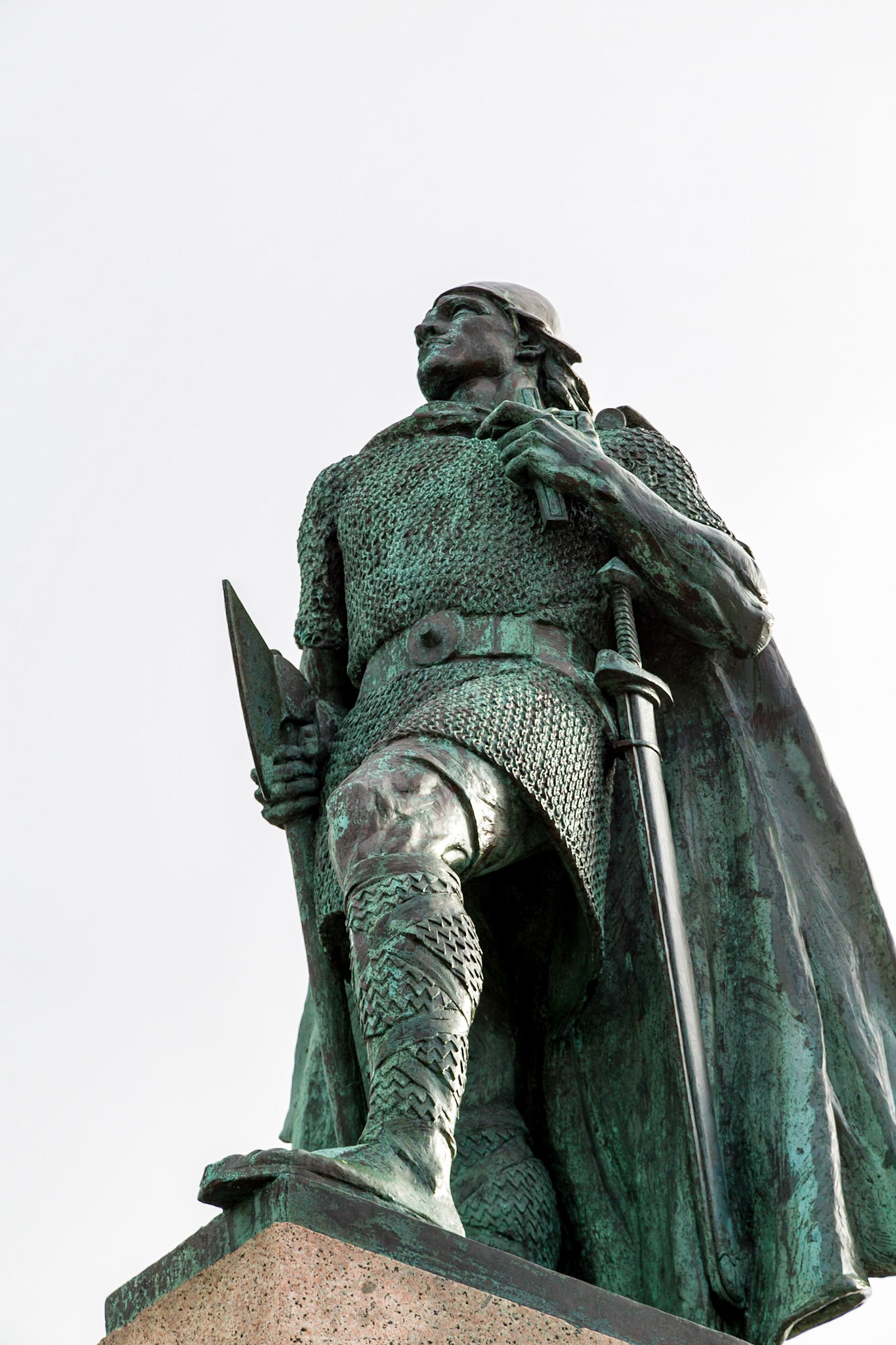 The statue of explorer Leif Eriksson (c. 970 – c. 1020) in front of the Hallgrímskirkja church. The statue, by Alexander Stirling Calder, predates the church's construction. It was a gift from the United States in honor of the 1930 Alþingi Millennial Festival, commemorating the 1000th anniversary of Iceland's parliament at Þingvellir in 930 AD.