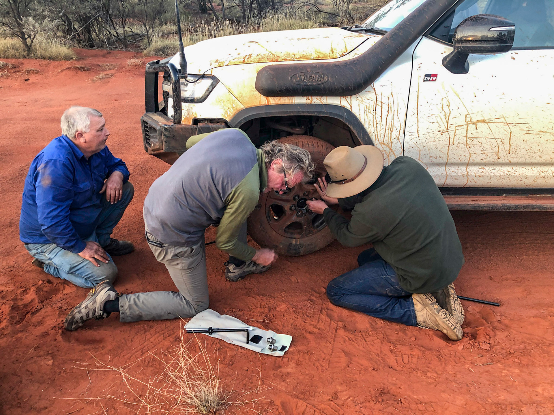 A staked tyre on the Sandy Blight Junction Road