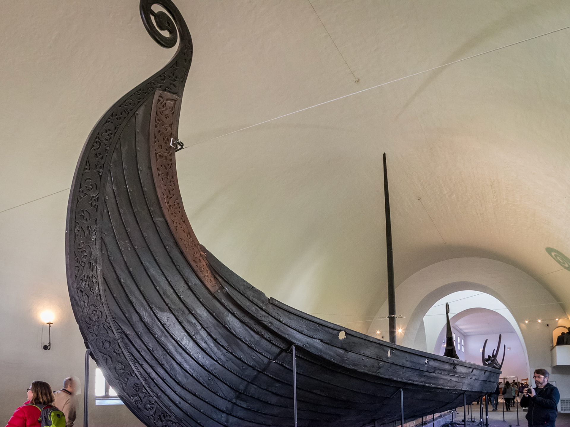 The Oseberg Ship:  built in western Norway around AD 820.. Served as a grave ship, found in a large burial mound at the osebarg farm in Slagen in 1903. In the Viking Ship Museum
