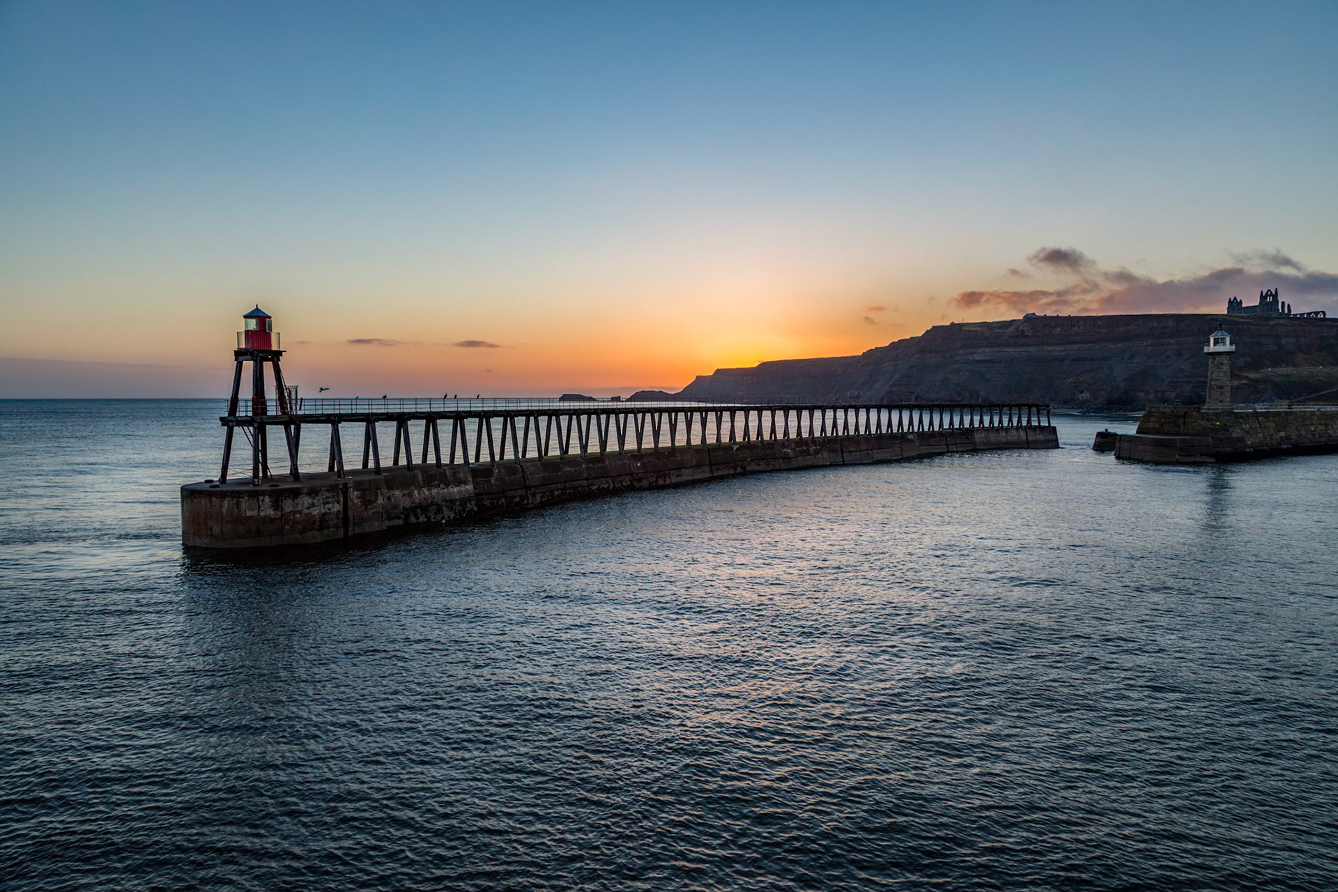 Sunrise coming to Whitby Harbour