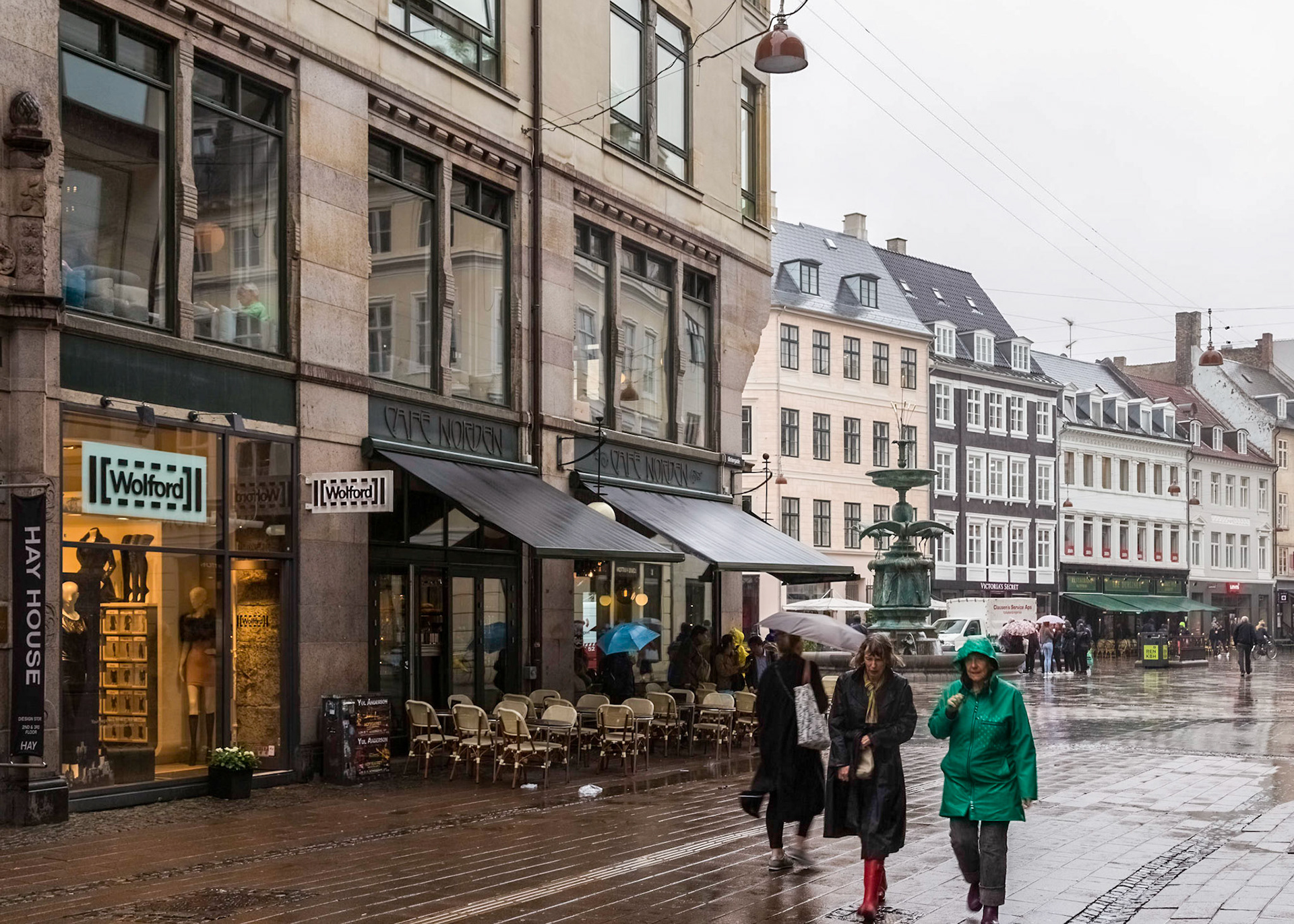 Rainy day along Strøget