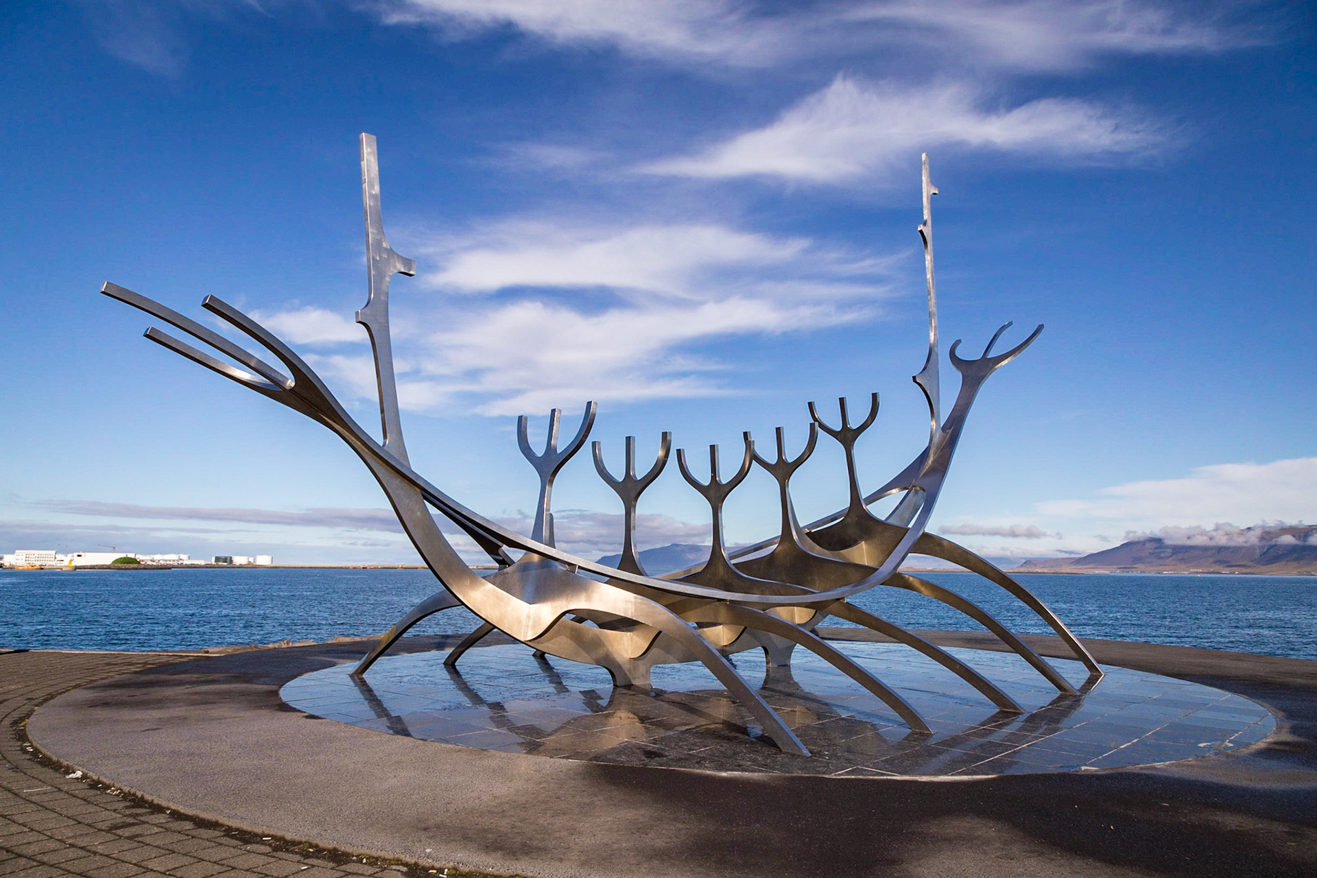 Sun Voyager (Icelandic: Sólfar) is a sculpture by Jón Gunnar Árnason, located next to the Sæbraut road in Reykjavík, Iceland. Sun Voyager is described as a dreamboat, or an ode to the sun. The artist intended it to convey the promise of undiscovered territory, a dream of hope, progress and freedom.