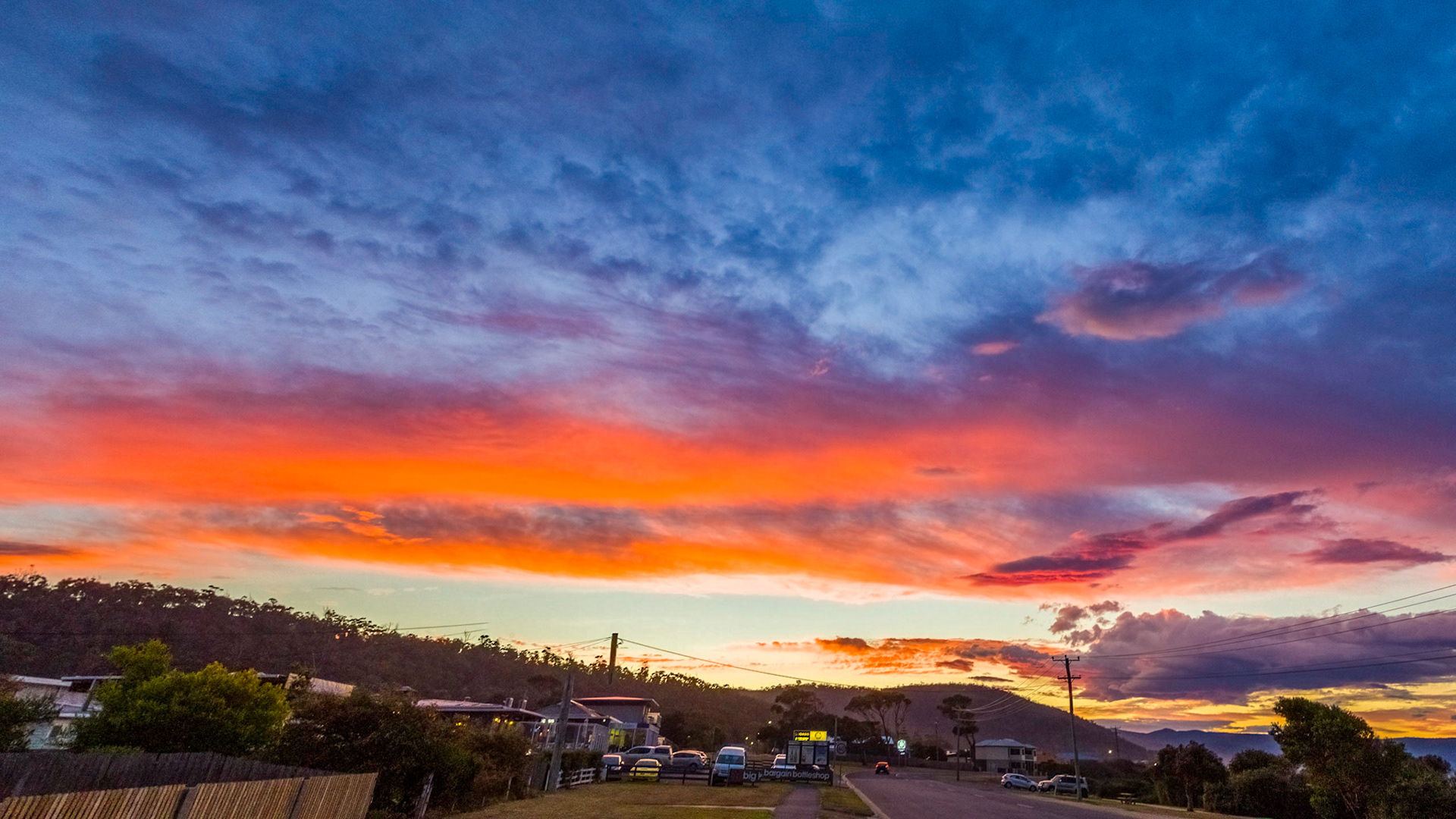 Sunset down the Tasman Highway, Bicheno. A little too late getting myself positioned and ready to get the best of this day's sunset.