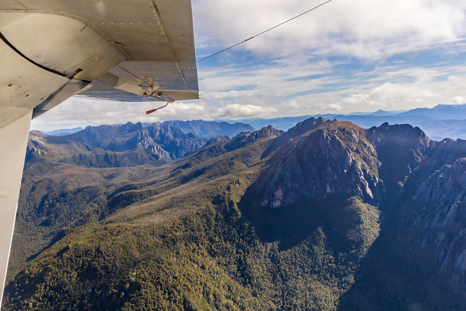 On the flight from Hobart across the mountains to the south west coast.