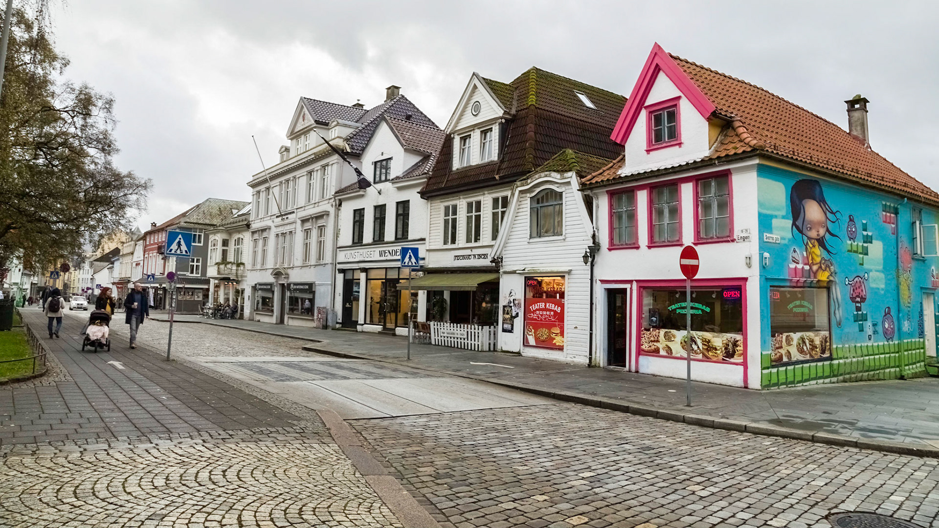 Street scene, adjacent to  Den Nationale Scene (theatre).