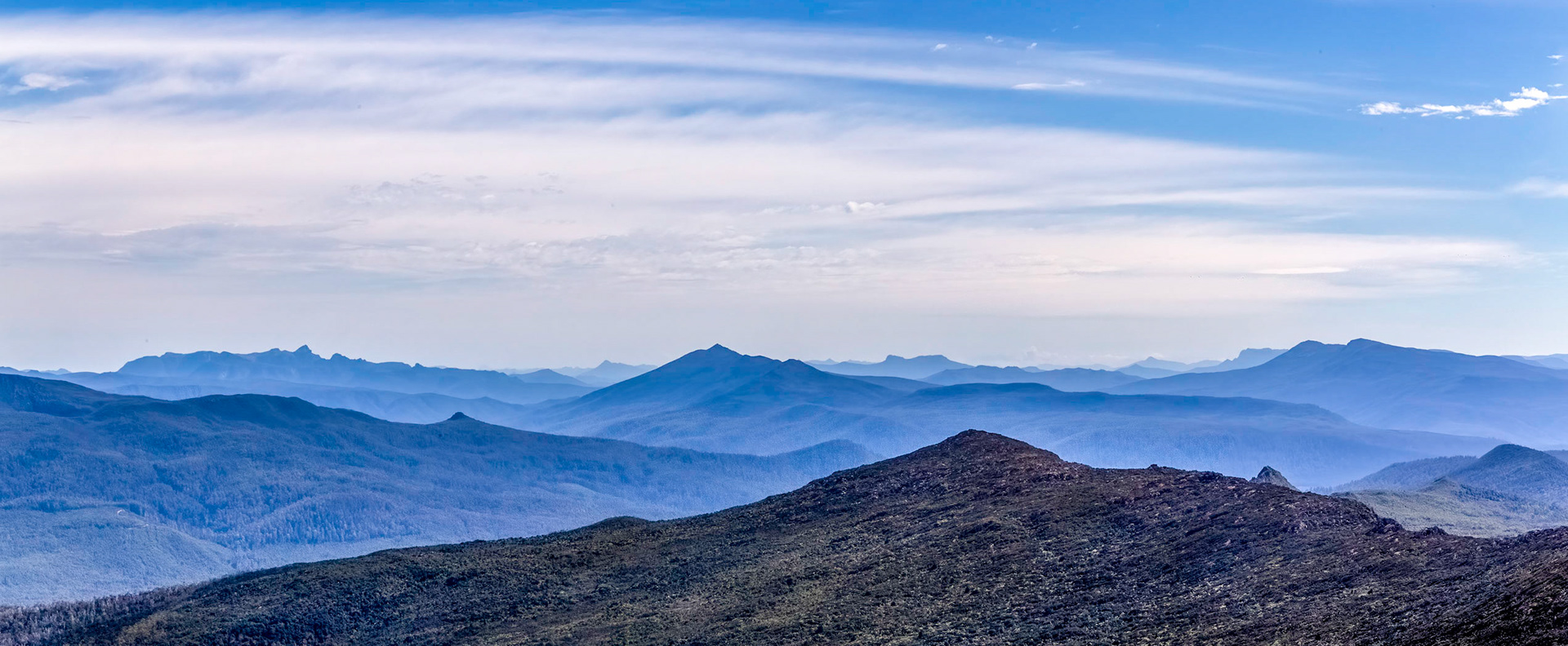 Hartz Mountains National Park and beyond to Eastern Arthur Range, Southwest National Park