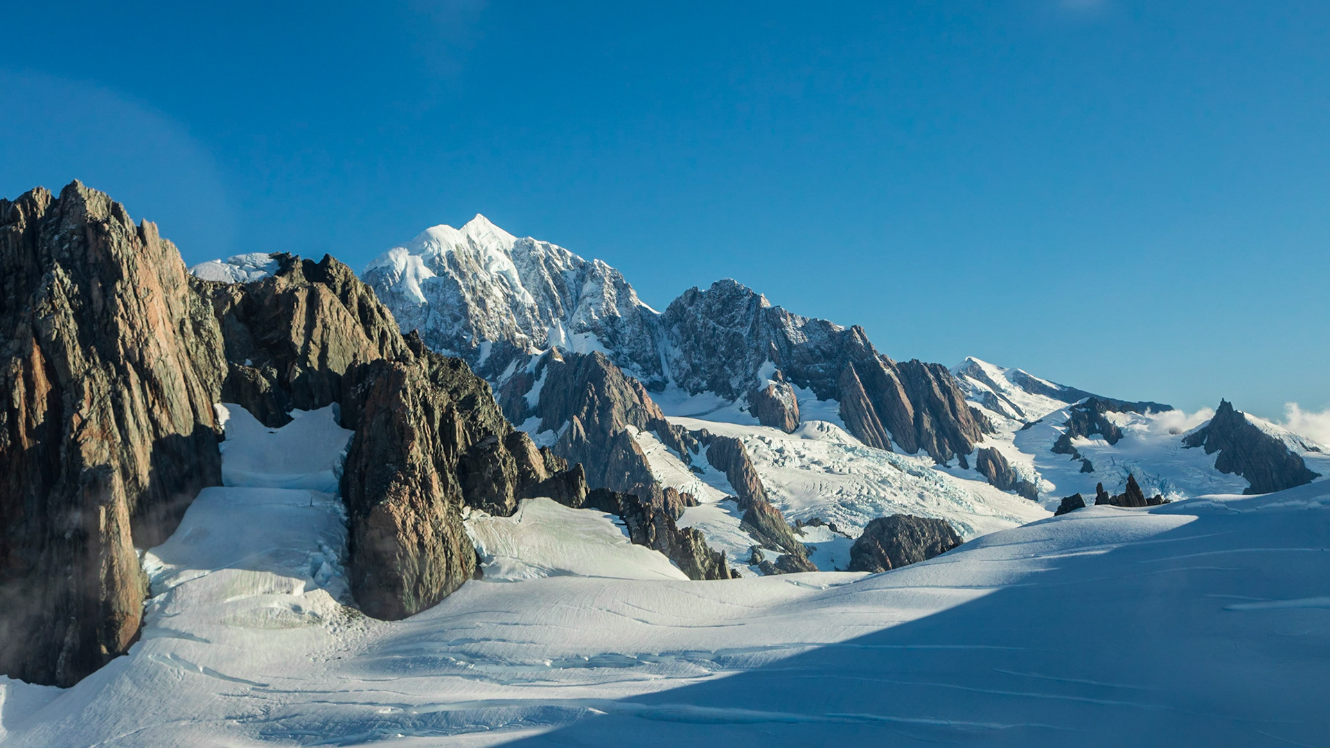 Franz Josef Glacier and Mount Tasman (NZ's 2nd highest mountain)