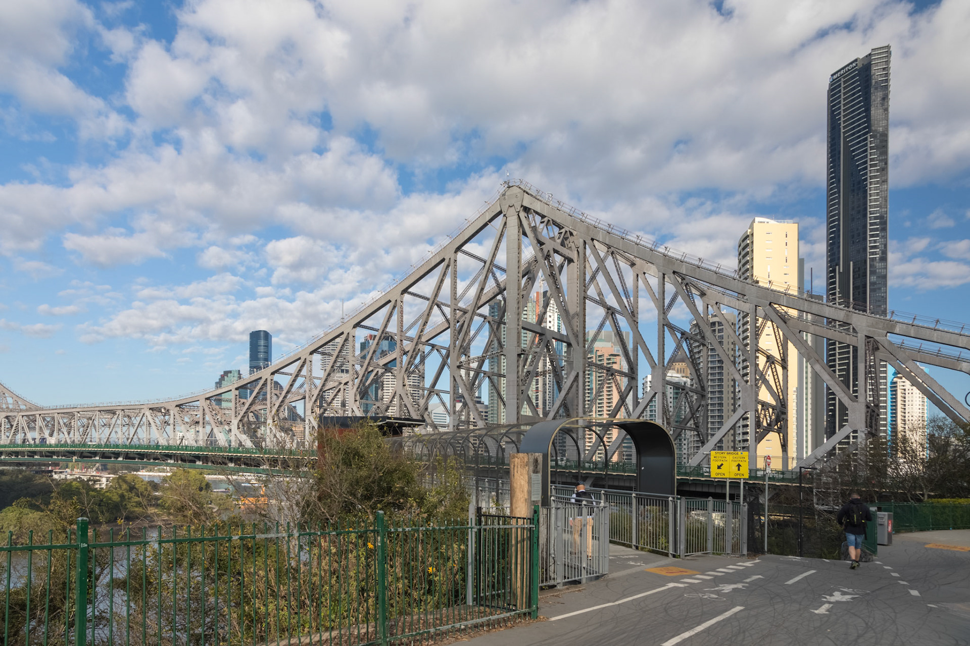 At the elevator to descend to the Howard Smith Wharves. Bowen Terrace.