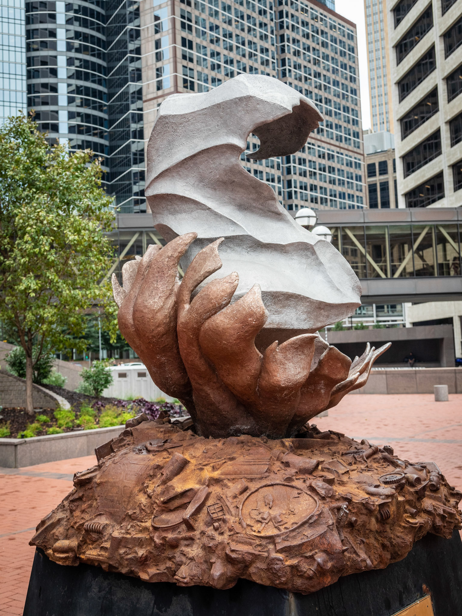 "Phoenix Rising" sculpted from metal from surrended guns