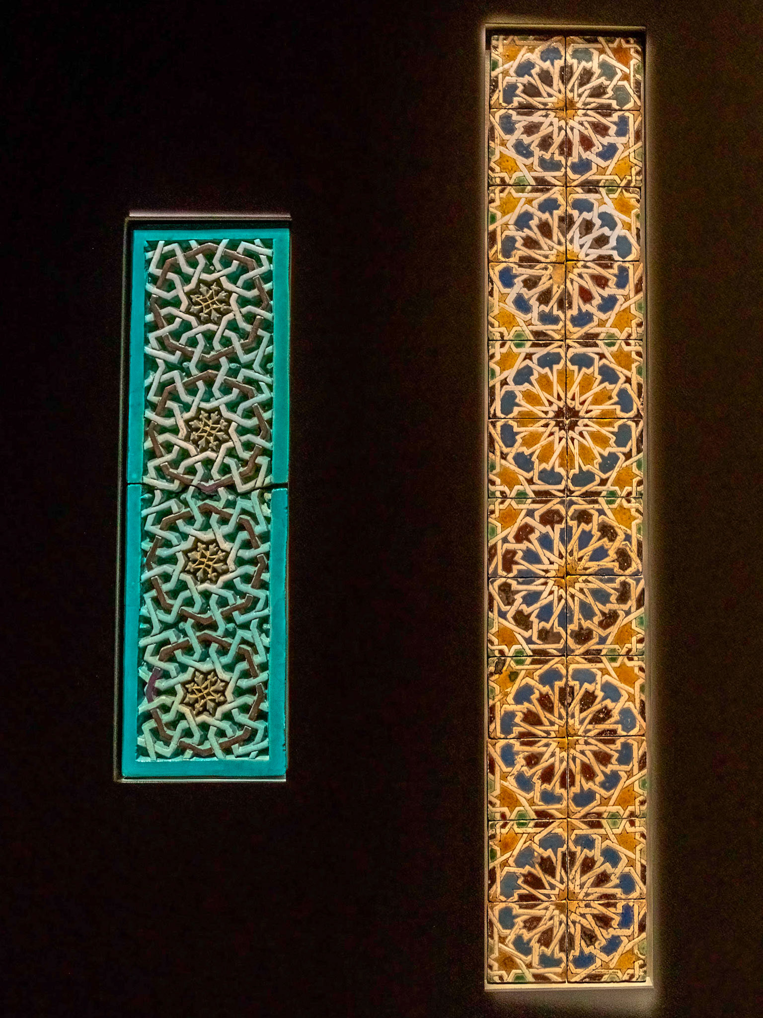 Tilework Border from the tomb of Buyan Quli Khan Central Asia, c. 1360 BCE / Panel of 24 tiles, Seville, Spain, 14th-15th century