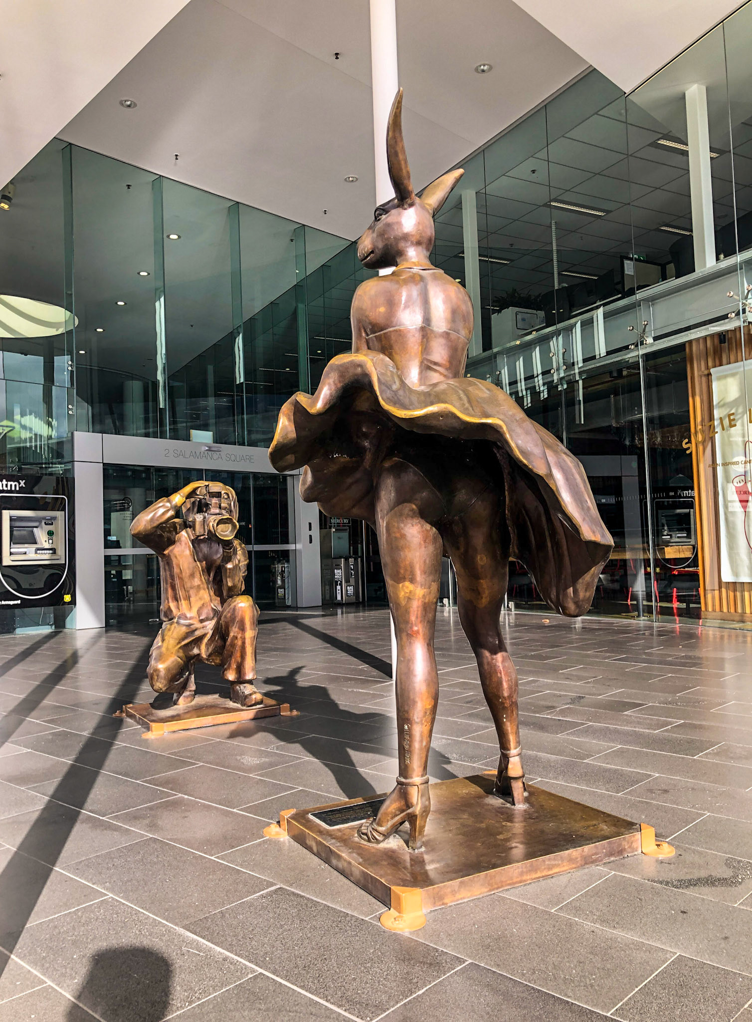 'Happy Birthday Mr President' - Rabbitwoman and Dogman. Salamanca Square.