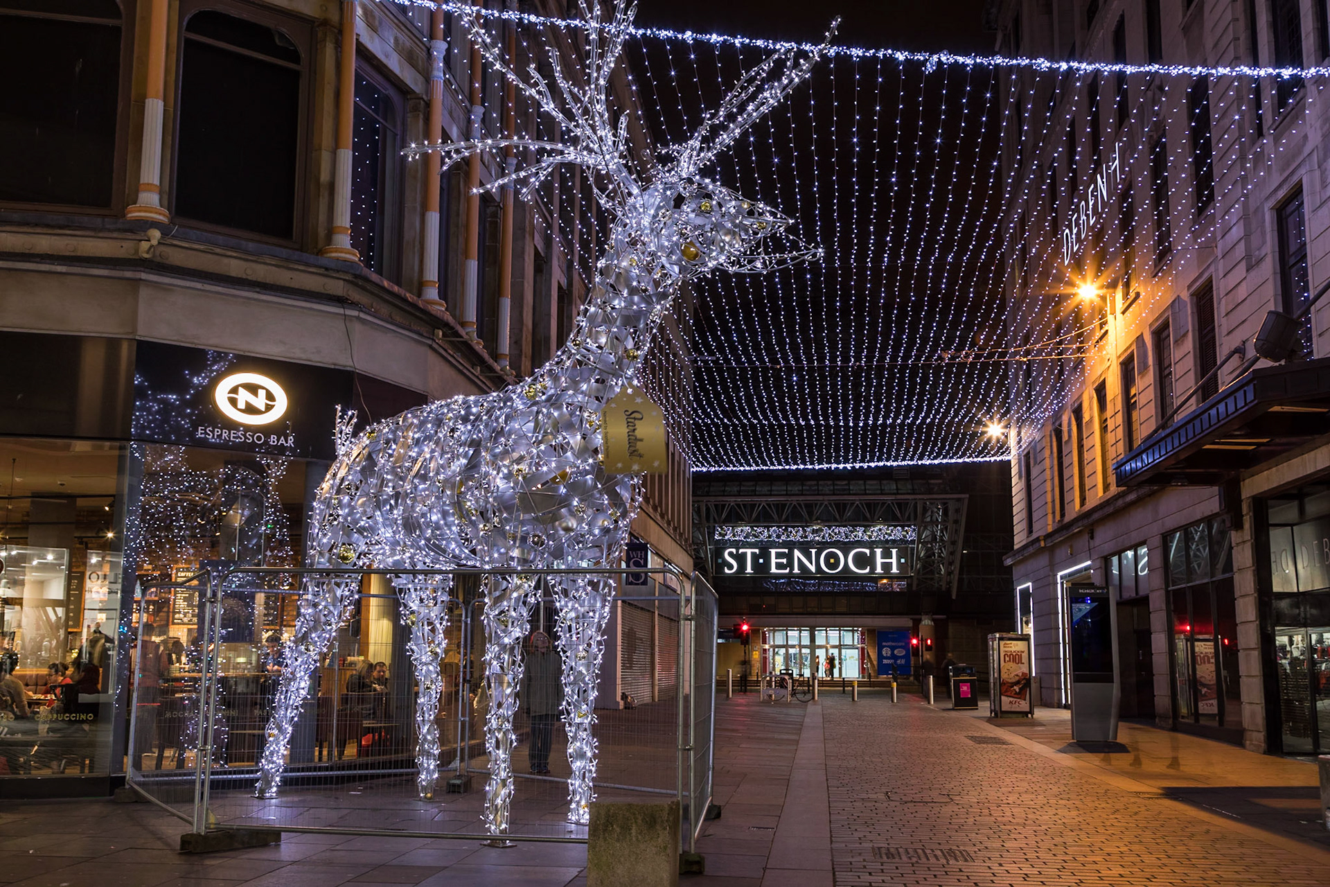 An early Christmas decoration with lights