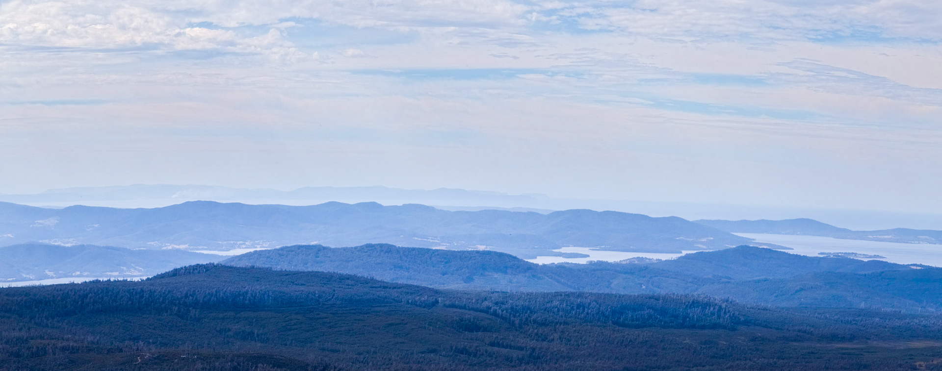 A view from Hartz Peak to Bruny Island