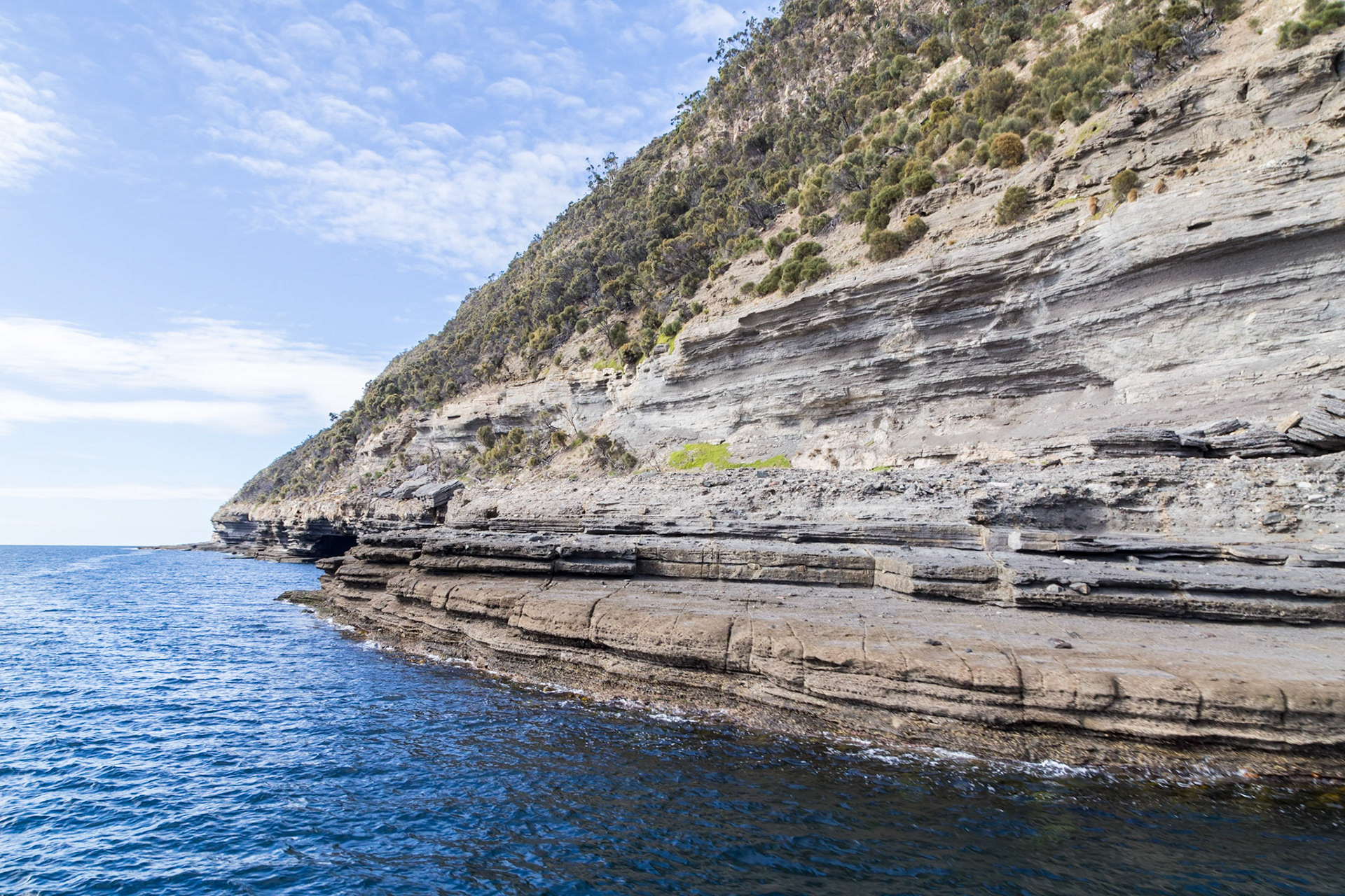 Layer of Glacial Moraine rock debris. Maria Island