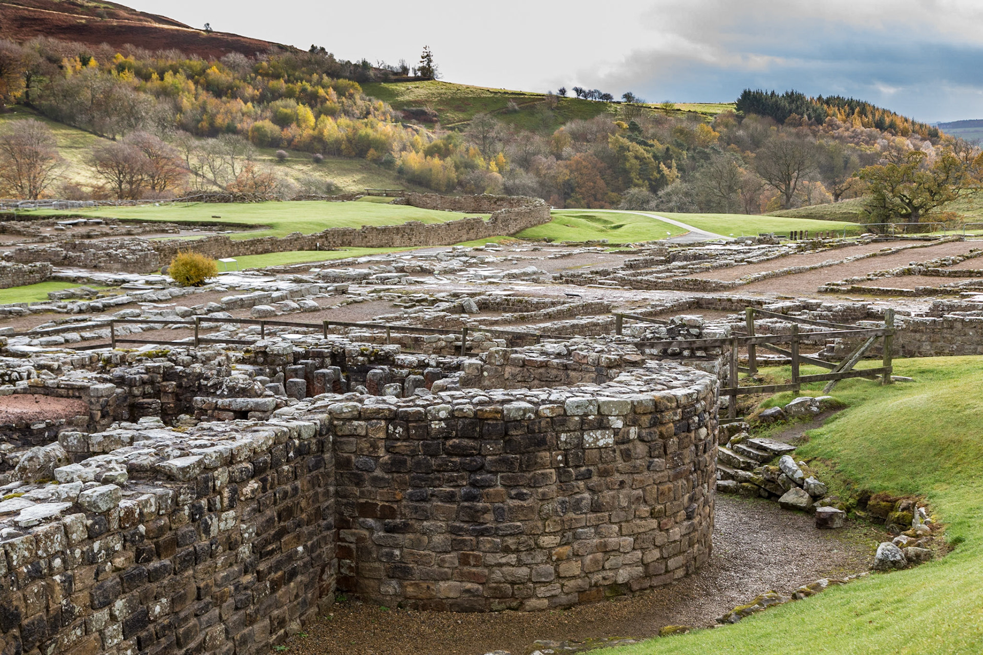 Vindolanda; was a Roman auxiliary fort just south of Hadrian's Wall, which it originally pre-dated.