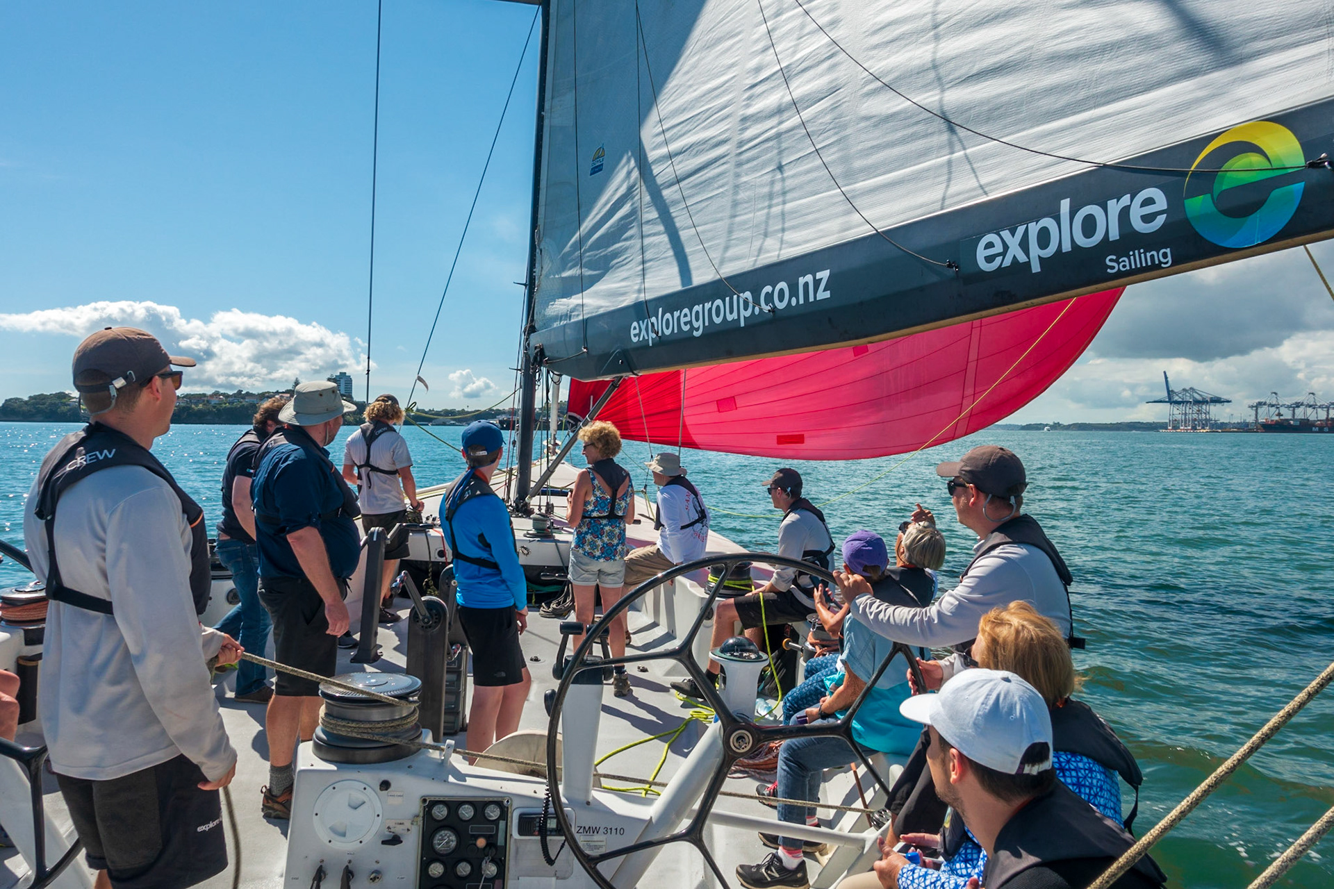 America's Cup yacht sailing on Auckland harbour