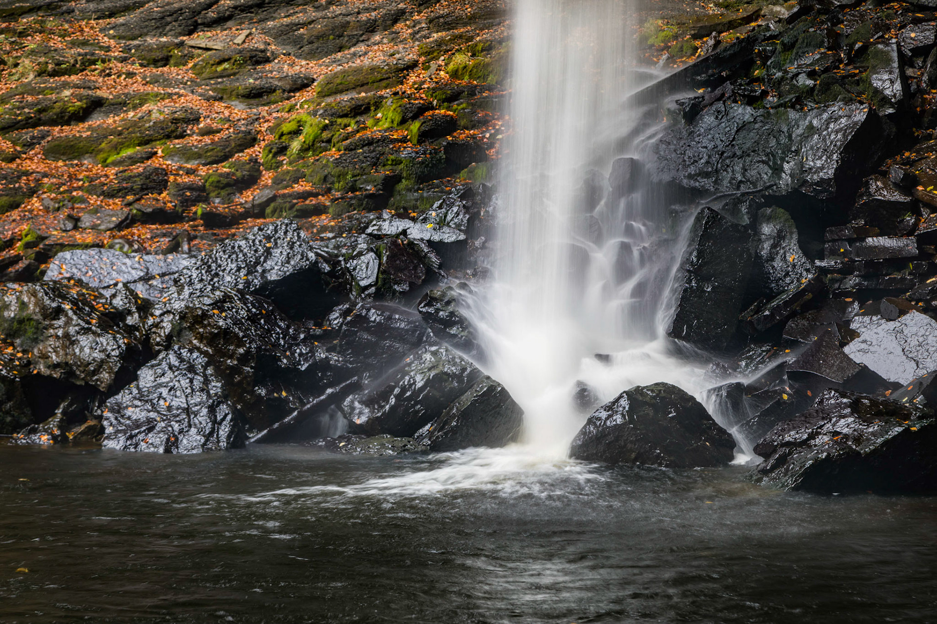 Hardraw Force. England's highest single drop waterfall. On Hawdraw Beck (stream).