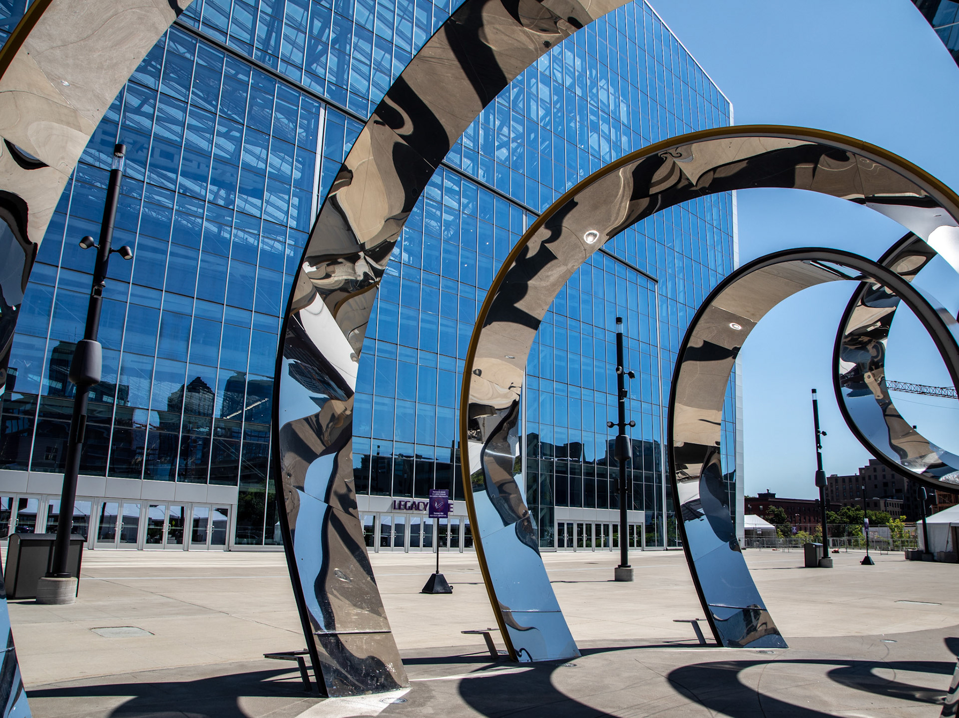 US Bank Stadium, Medtronic Plaza: The Horn, inspired by the Vikings Gjallarhorn