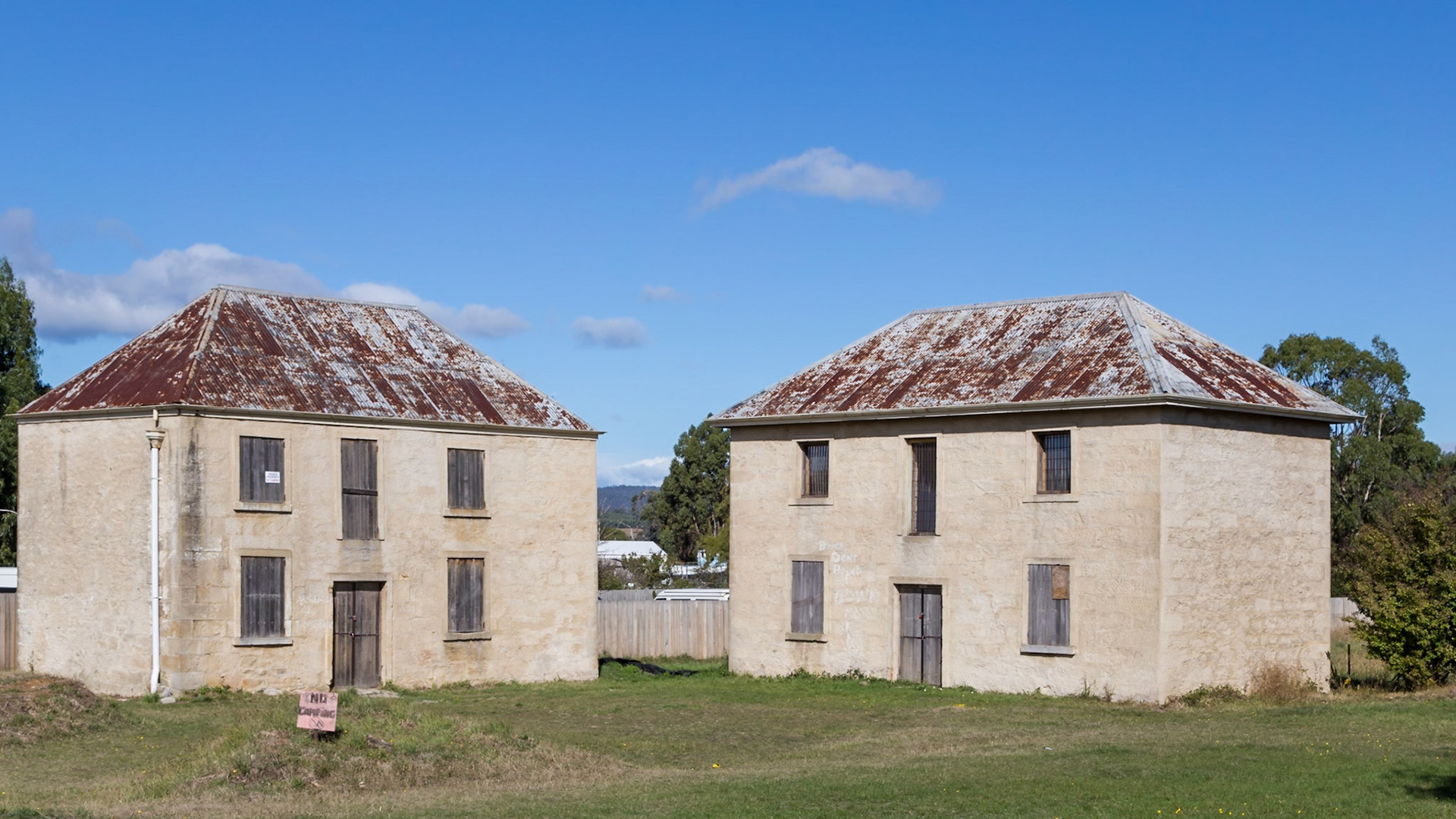 Triabunna. Old Stables and Barracks buildings from 1843.
