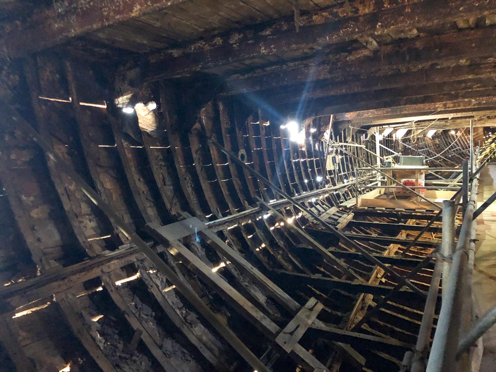 Clipper Ship 'City of Adelaide' (1864) undergoinng preservation works