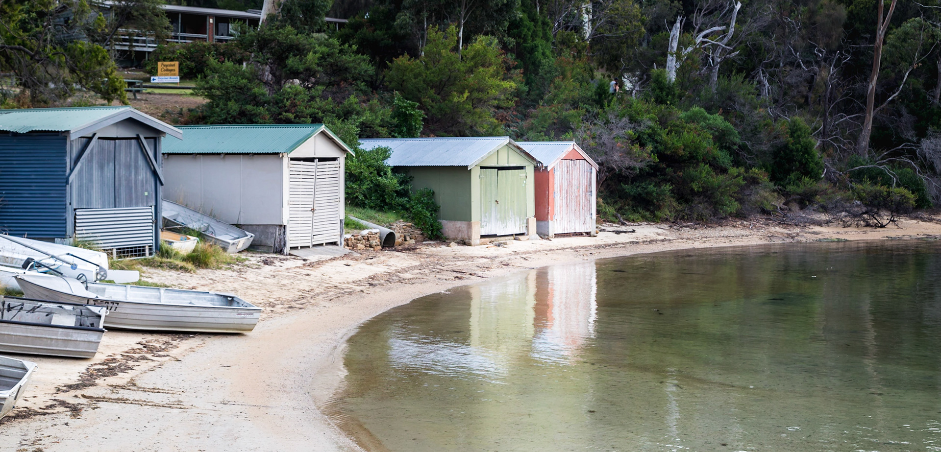 Boat Sheds, Coles Bay