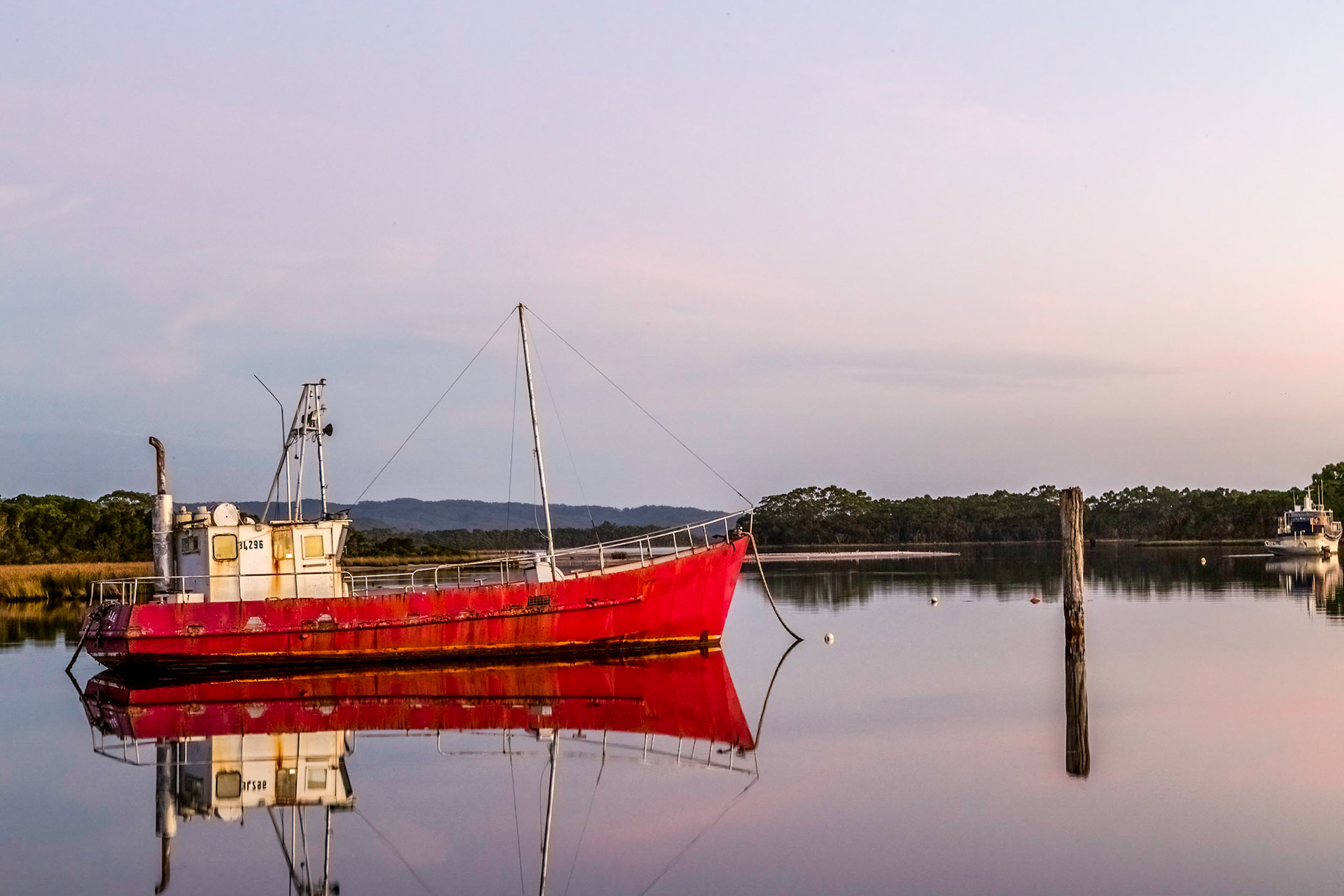 Dusk at Mill Bay Moorings, Strahan