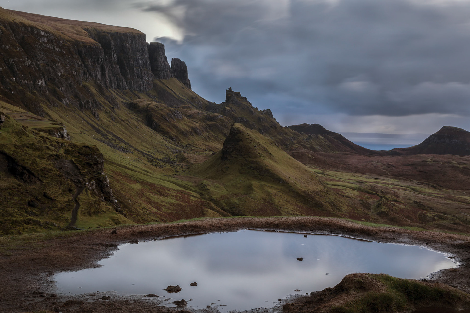 Vainly waiting for a brilliant sunrise over The Quiraing, far north of the Isle of Skye