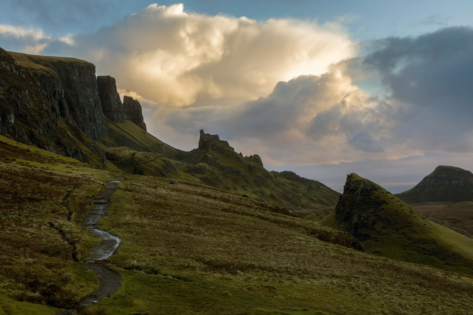 Vainly waiting for a brilliant sunrise over The Quiraing, far north of the Isle of Skye