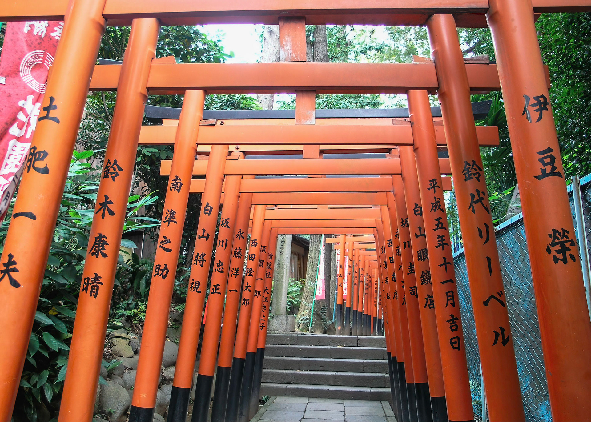 Torii gates along the Inarizaka path, Hanazono Inari Shrine