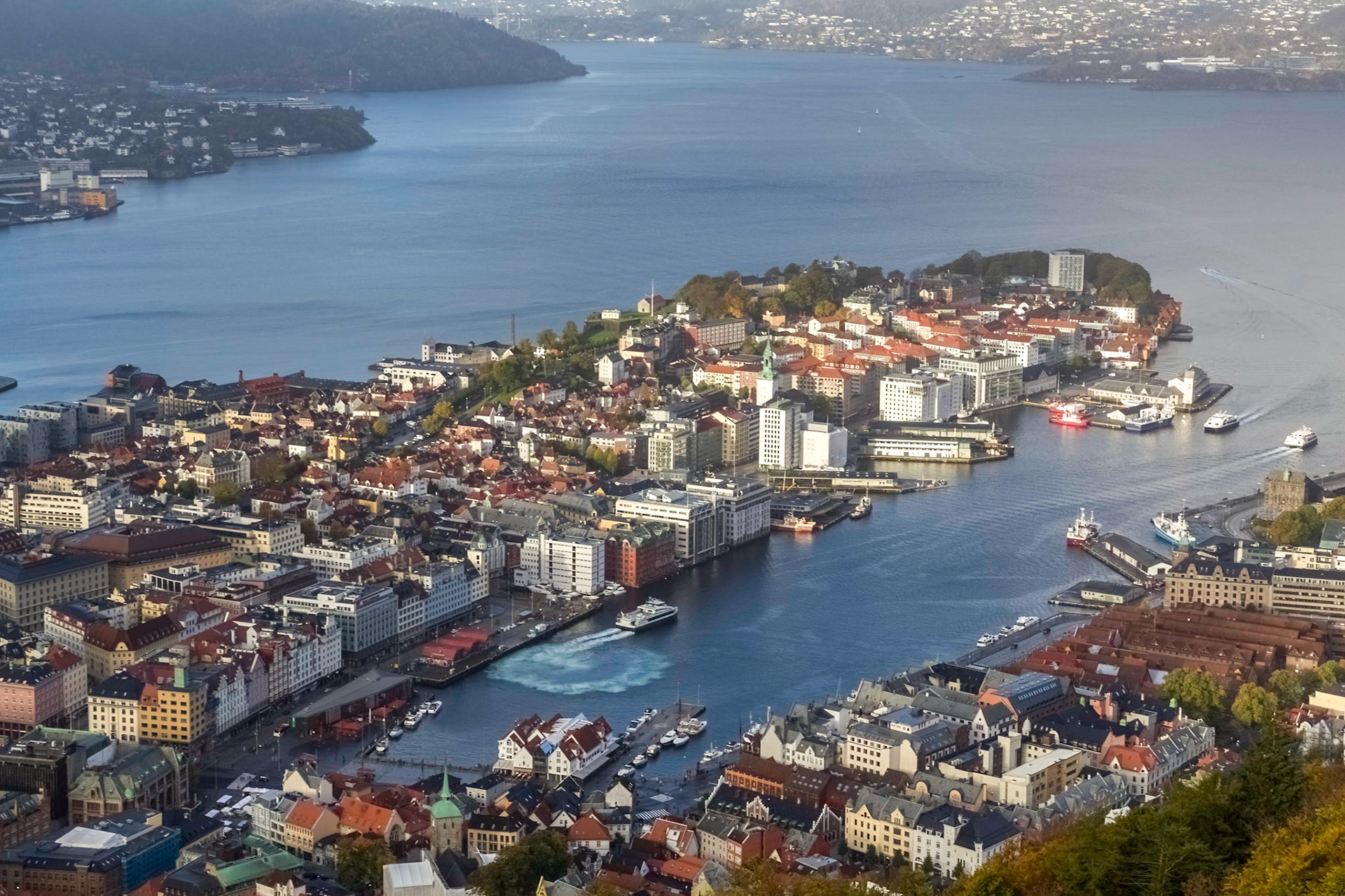 View across Bergen from Mount Fløyen