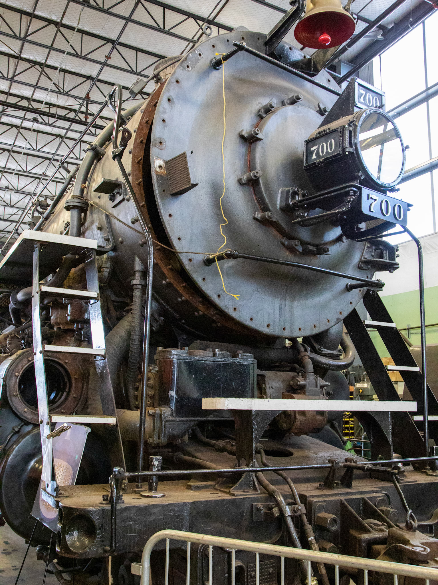 Spokane, Portland & Seattle 700 (1938). Undergoing Federal Railroad Administration 15 Year Locomotion Inspection at the Oregon Rail Heritage Center