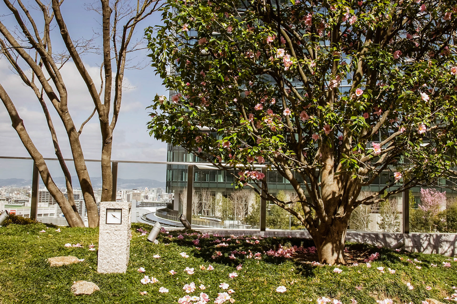 Yawaragi-no-niwa Garden. Osaka Station City: 10th floor North Gate building, Healing Garden, 6th of 8 distinctly themed plazas, each with a different clock.