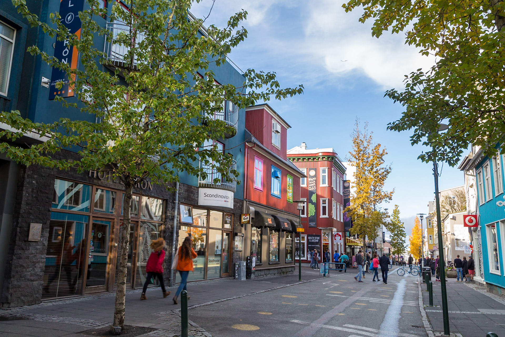 Busy city hub along Laugavegur, central Reykjavic.